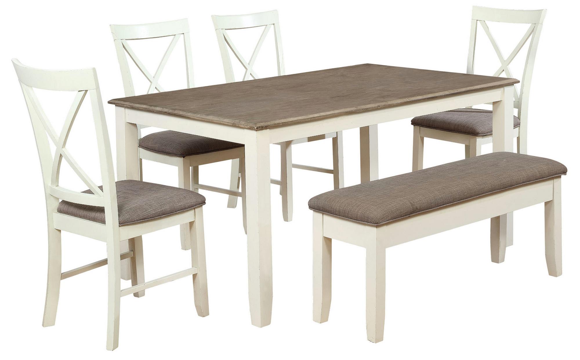 6-Piece Jane Taupe Dining Set w/Bench