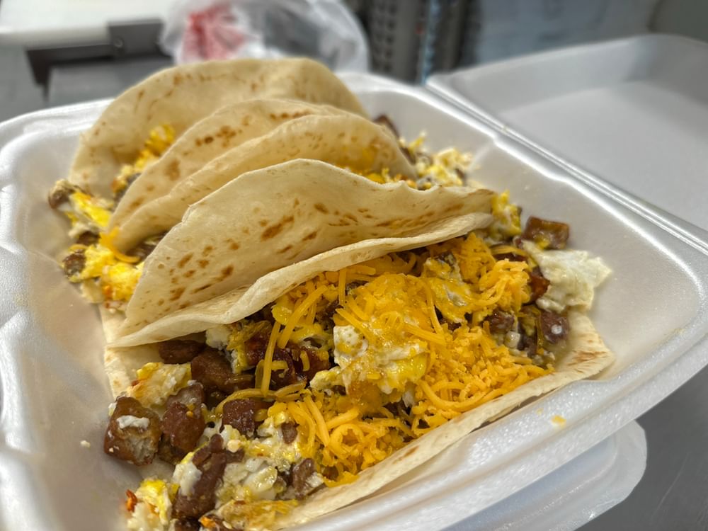 Eggs, Sausage & Cheese Taco