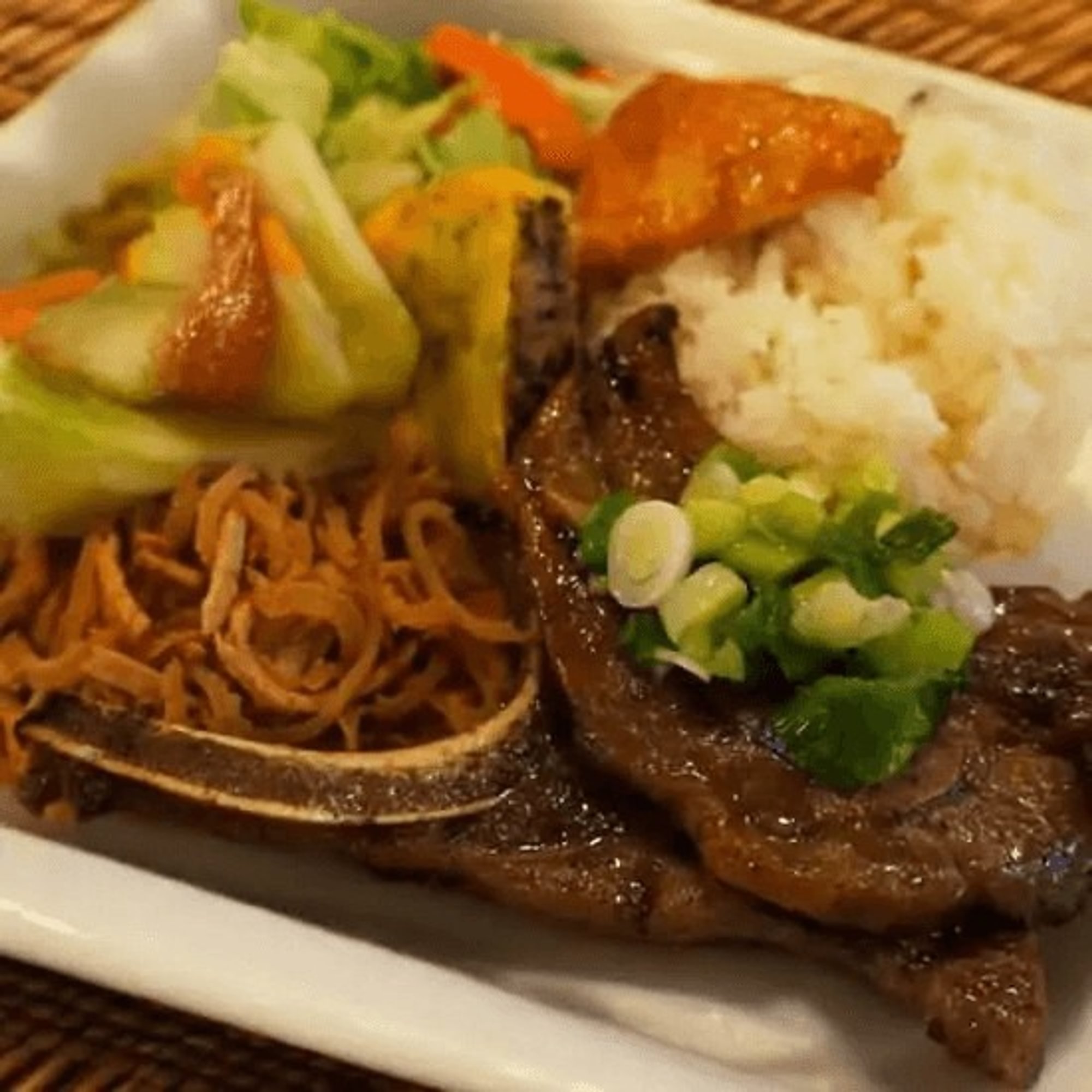 77. Grilled Pork Chop, Shredded Pork & Pork Pie with Steamed Rice / Cơm Sườn Bì Chả