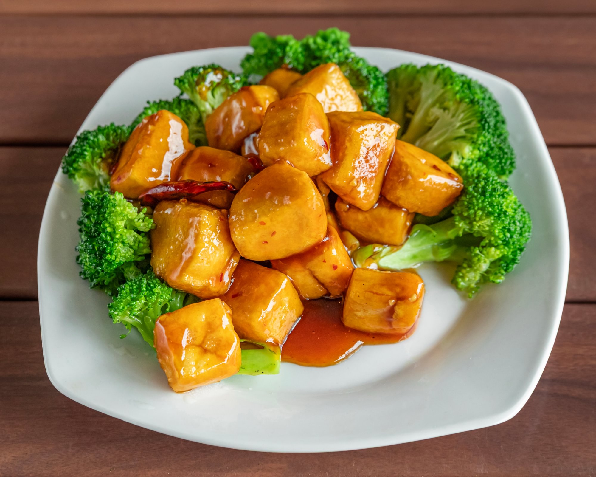 91. General tsou's tofu with broccoli