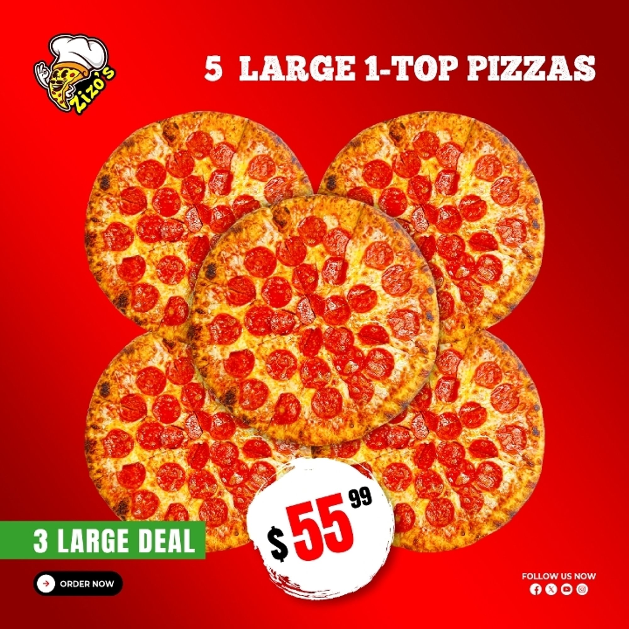 5 Large Pizza Deal