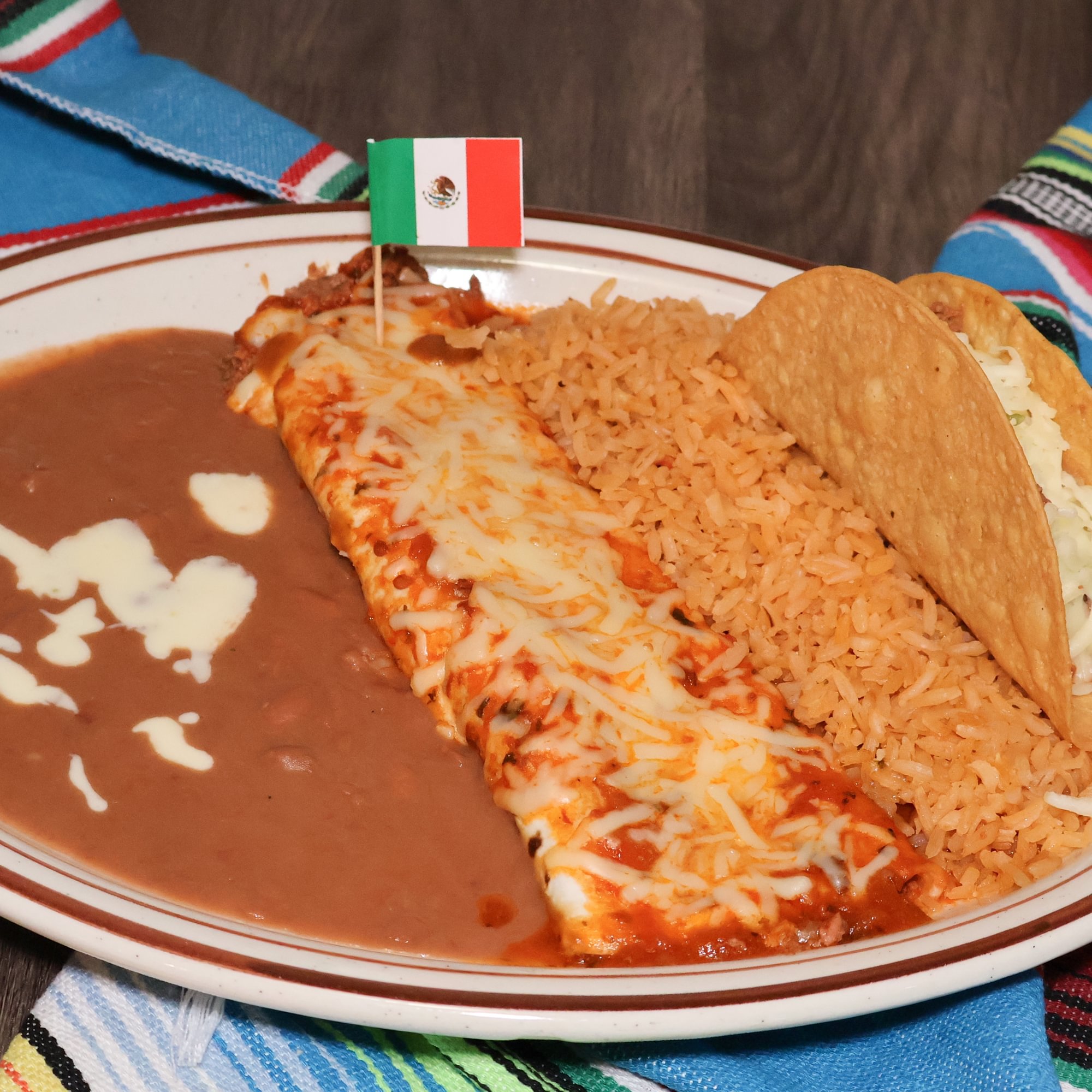 15. Burrito, Taco, Rice & Beans