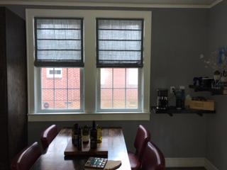 Let us install Roman Shades to improve that cozy kitchen nook