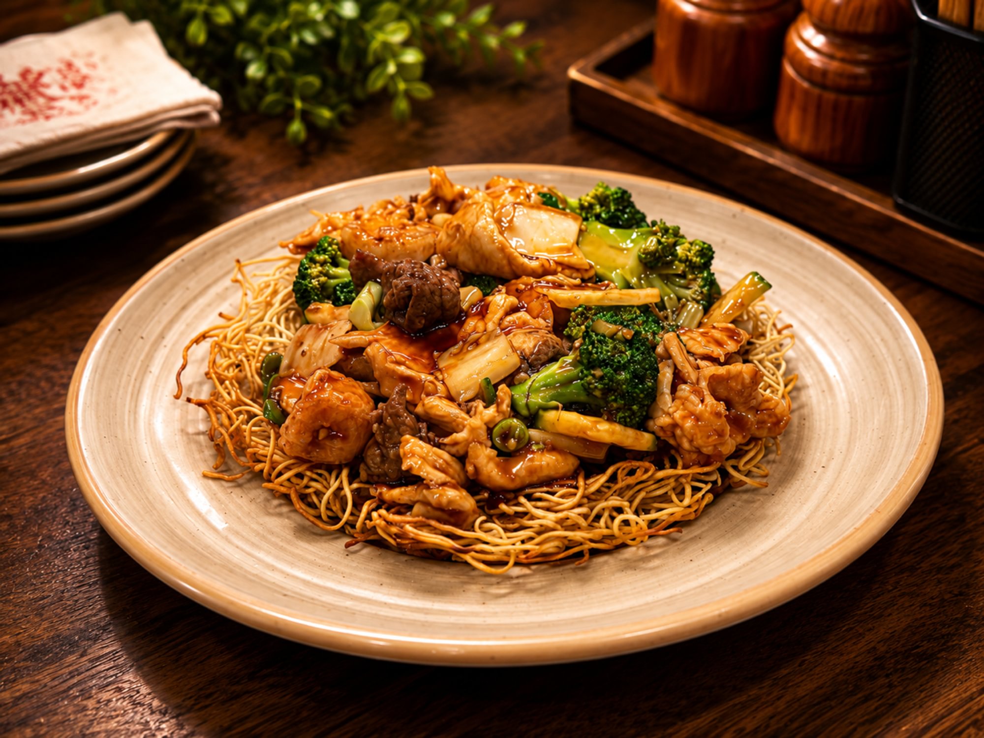 Crispy Pan Fried Noodle / 三鲜两面黄