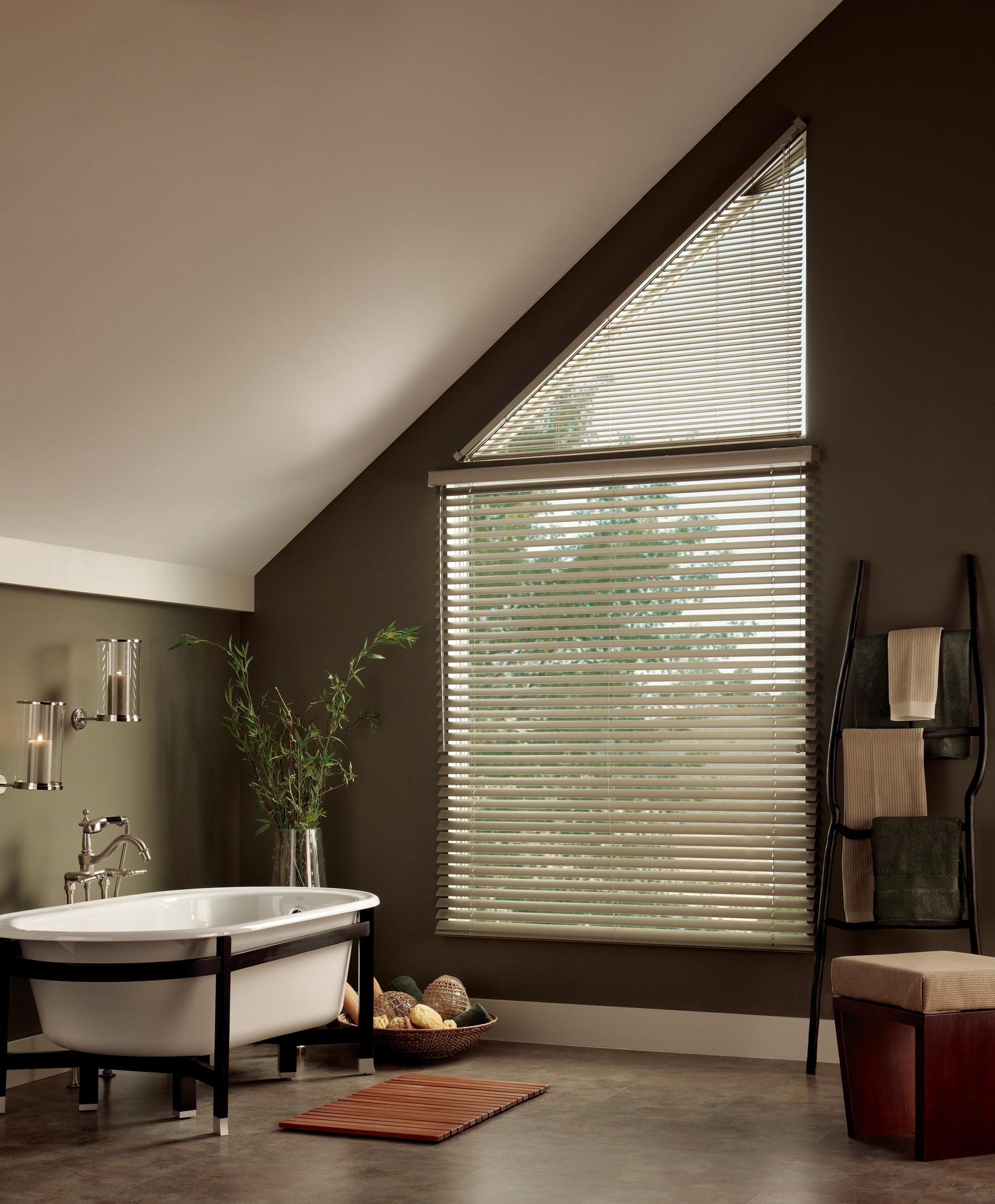 Aluminum blinds in any custom shape! Yah, we can handle that!