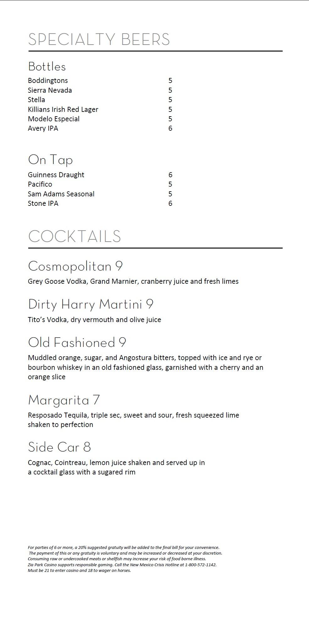 Drink Menu