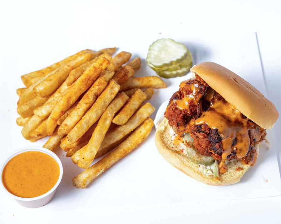 Combo #7 - Fried Cauliflower Sandwich & Fries (customize spice)