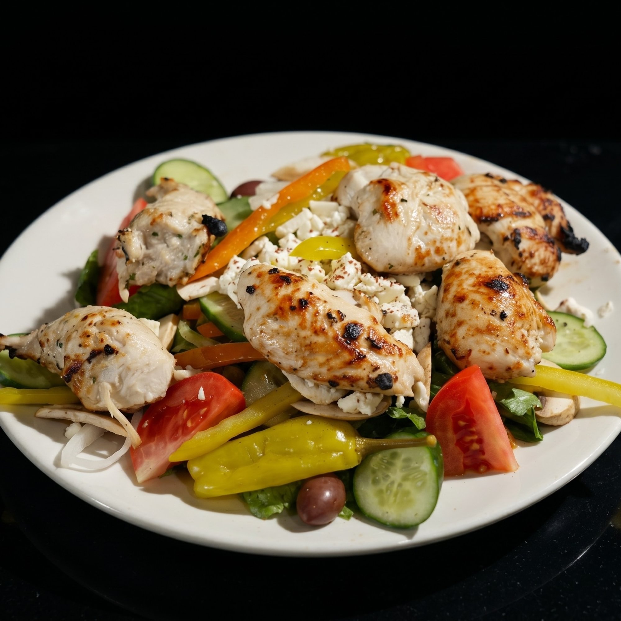 Garden feta with grilled chicken salad
