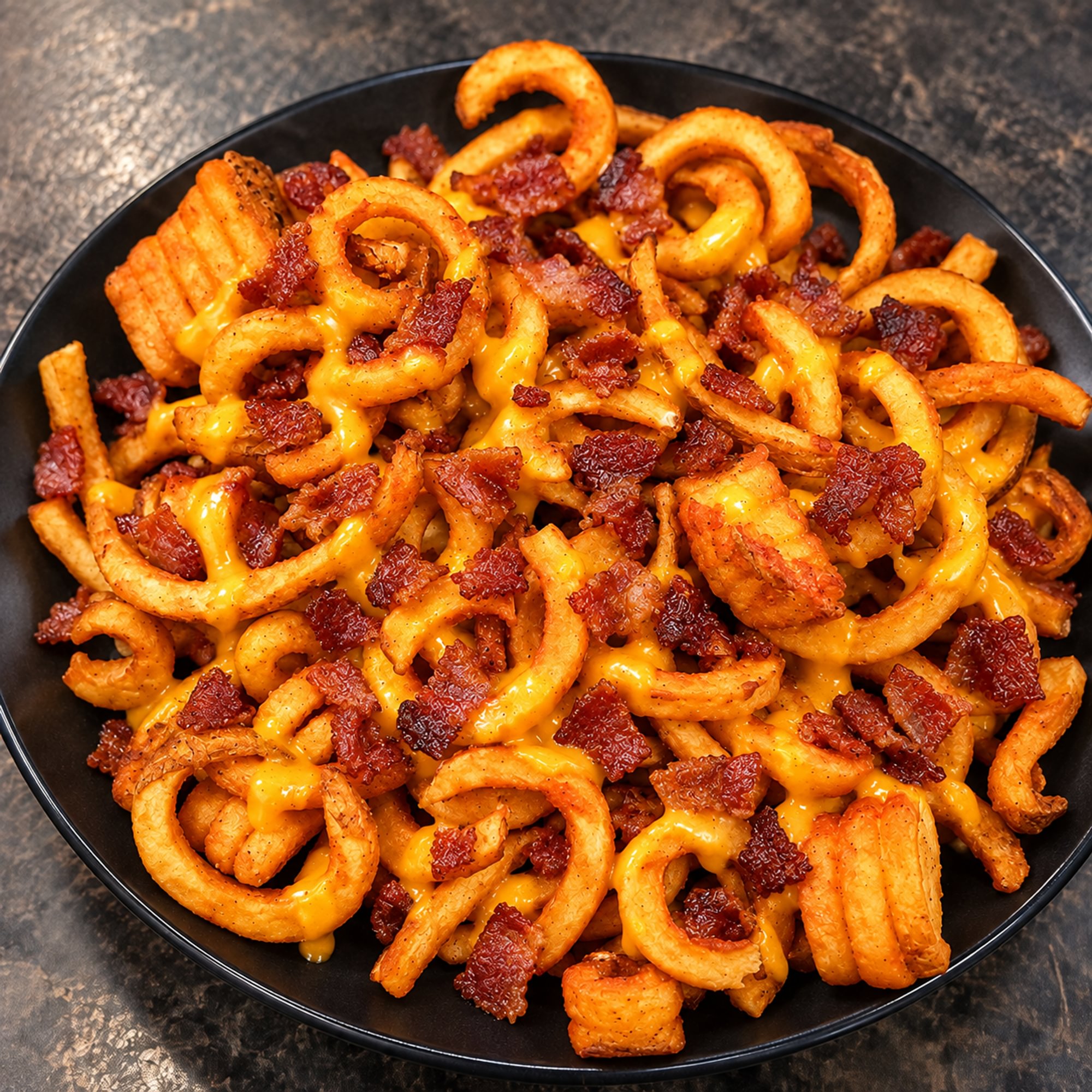 Curly Fries with Cheese & Bacon