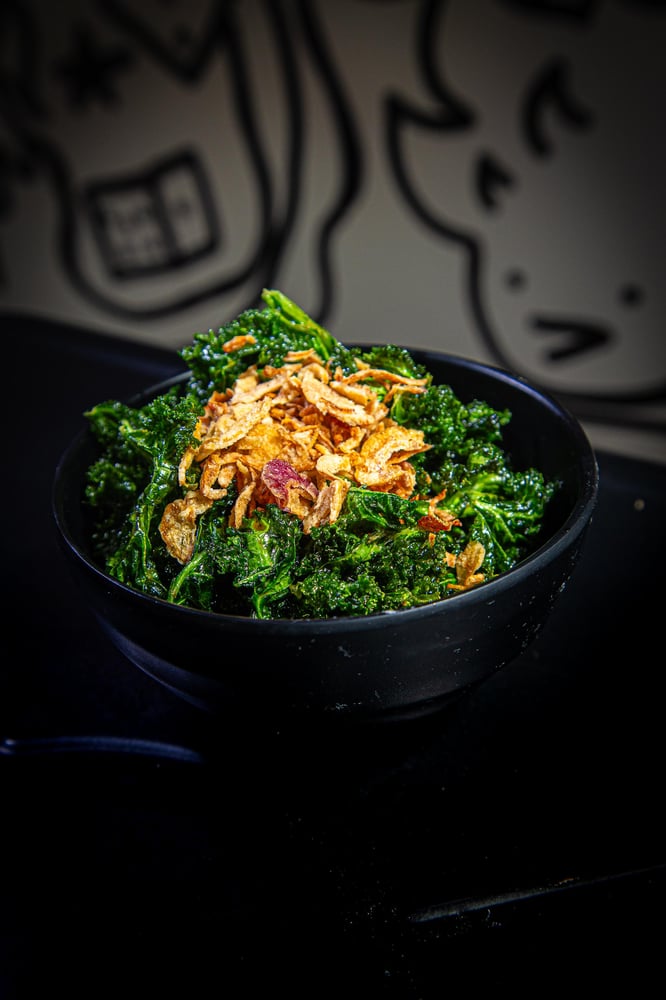 Fried Kale With Crispy Onion