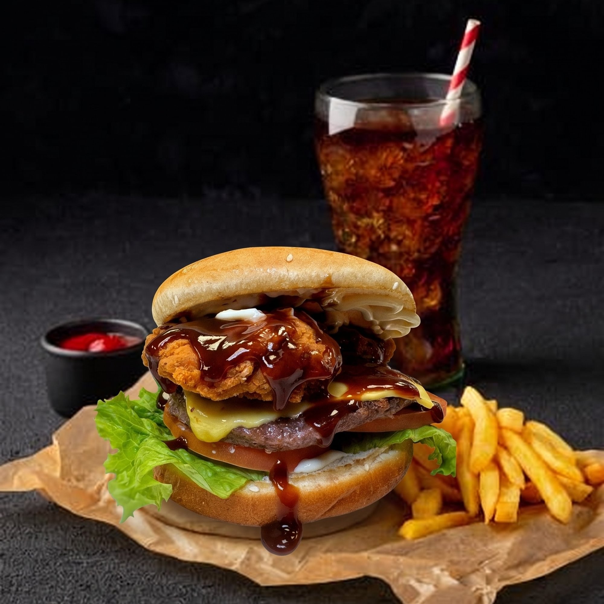 Newburgher combo w fries/soda