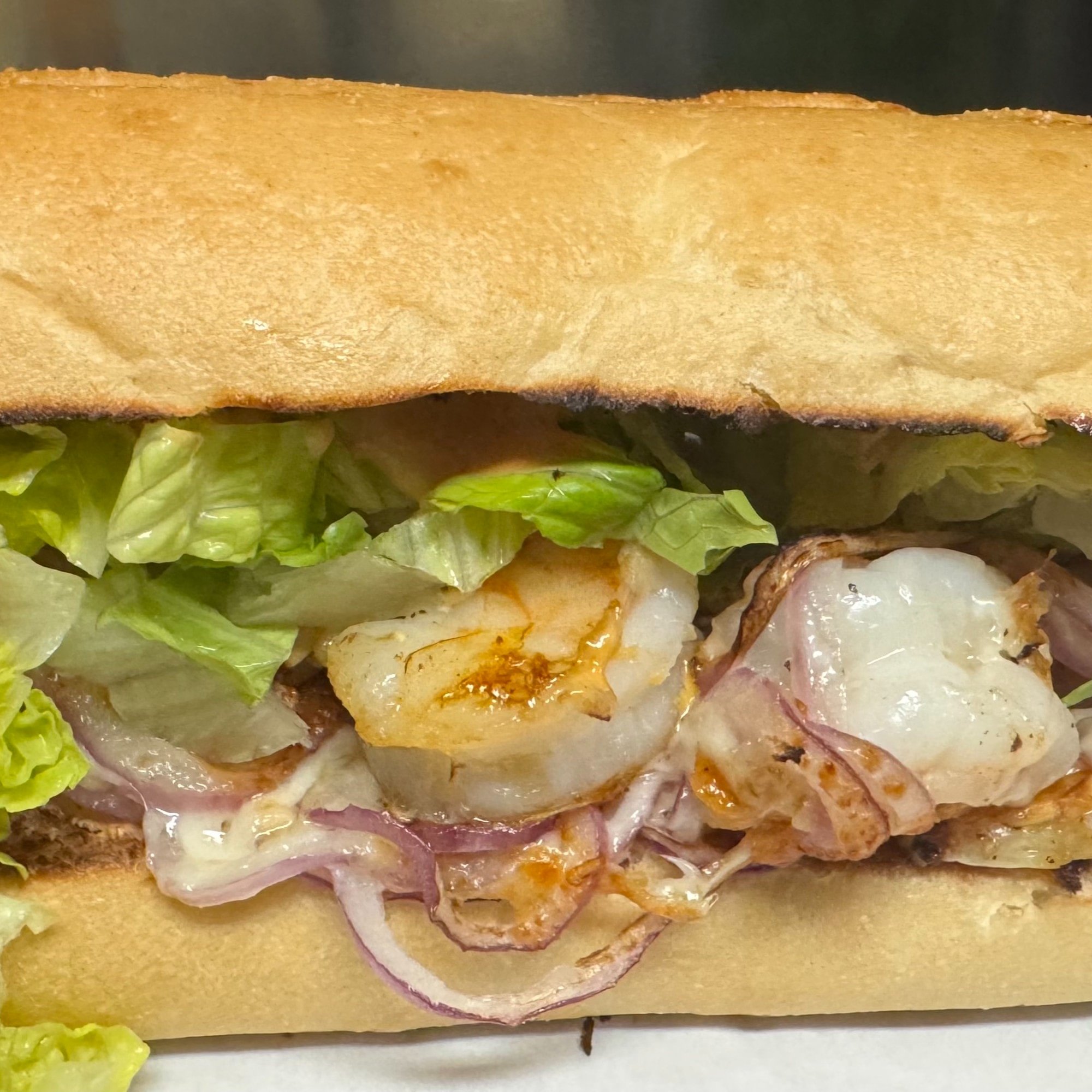 25. Grilled jumbo garlic prawns sub