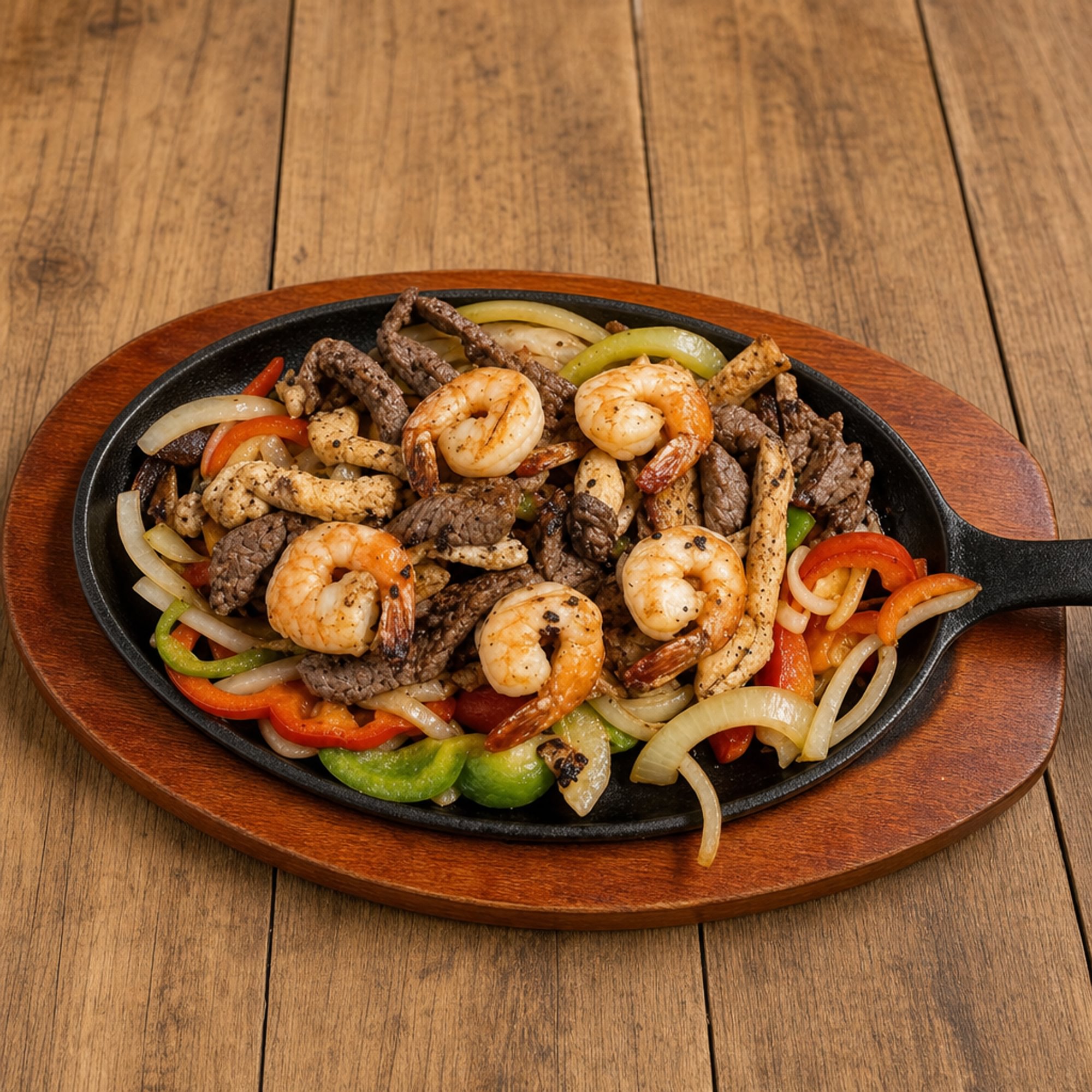 Trio Fajitas, Chicken, Steak, Shrimp (5)