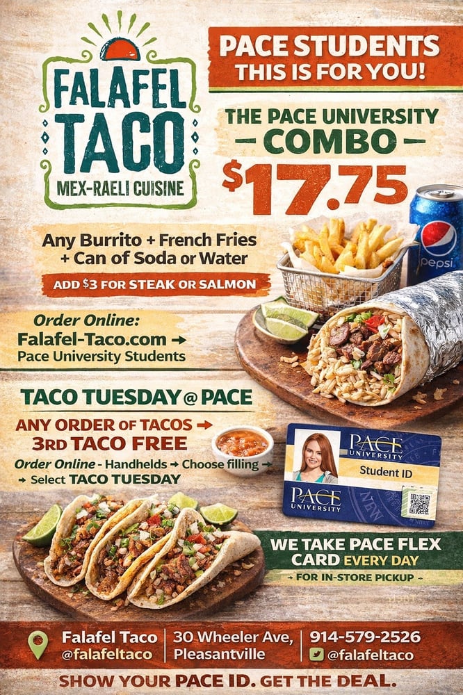 Pace University Combo, Any Burrito, French Fries, Can Of Soda Or Water