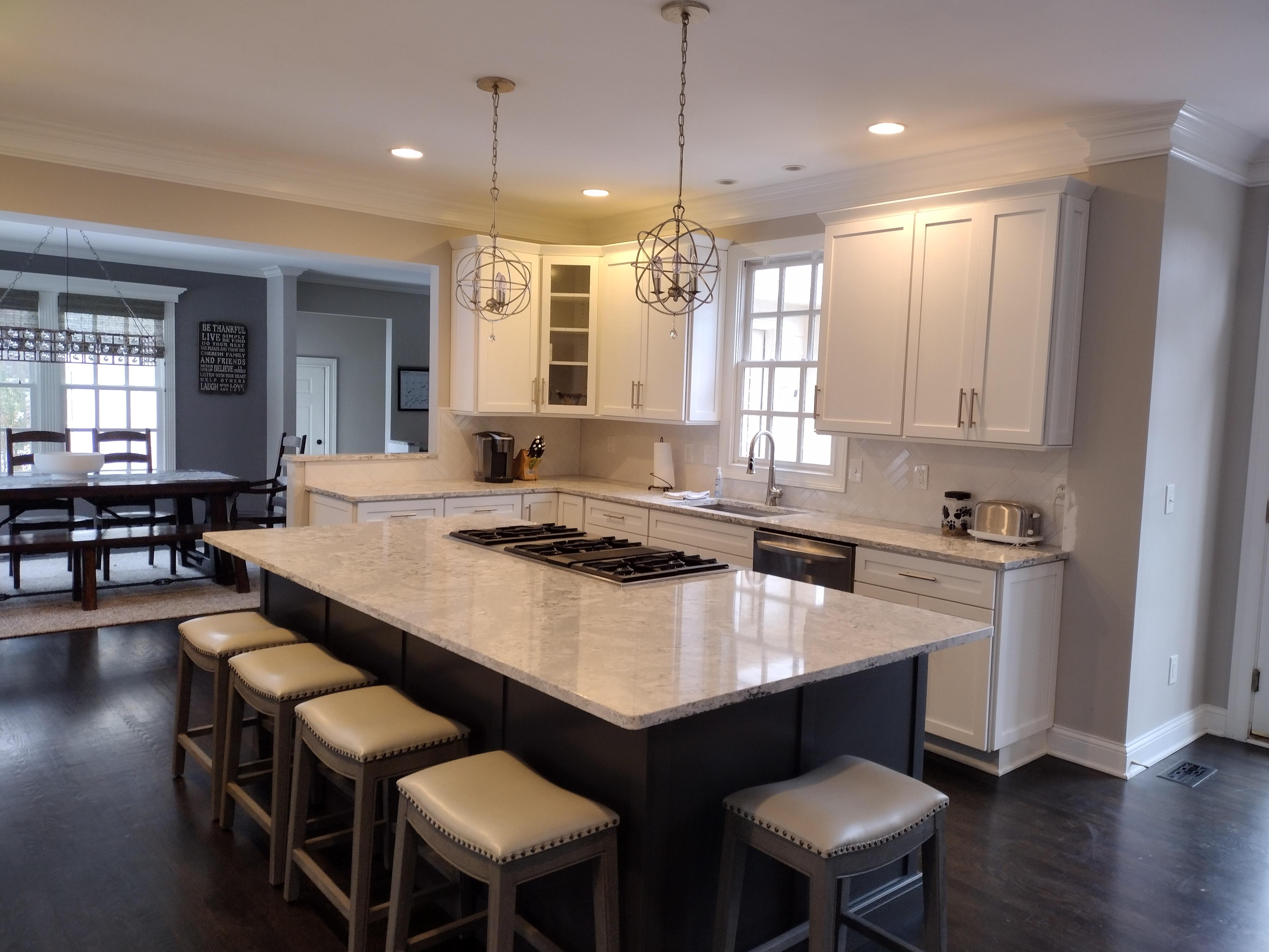 Kitchen Cabinet Reface and Counters Large Island New Albany Ohio