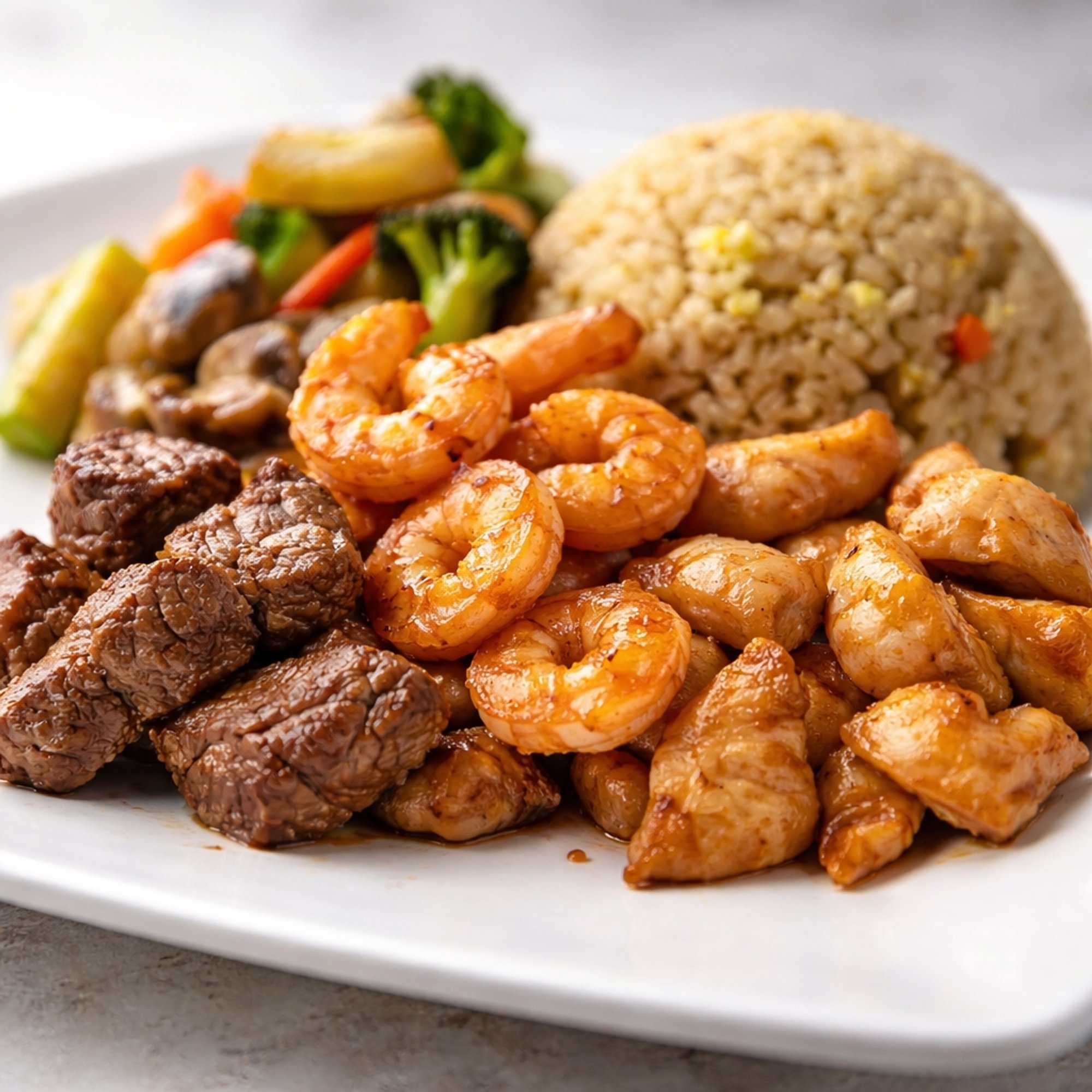 Hibachi Chicken, Shrimp, Filet Mignon