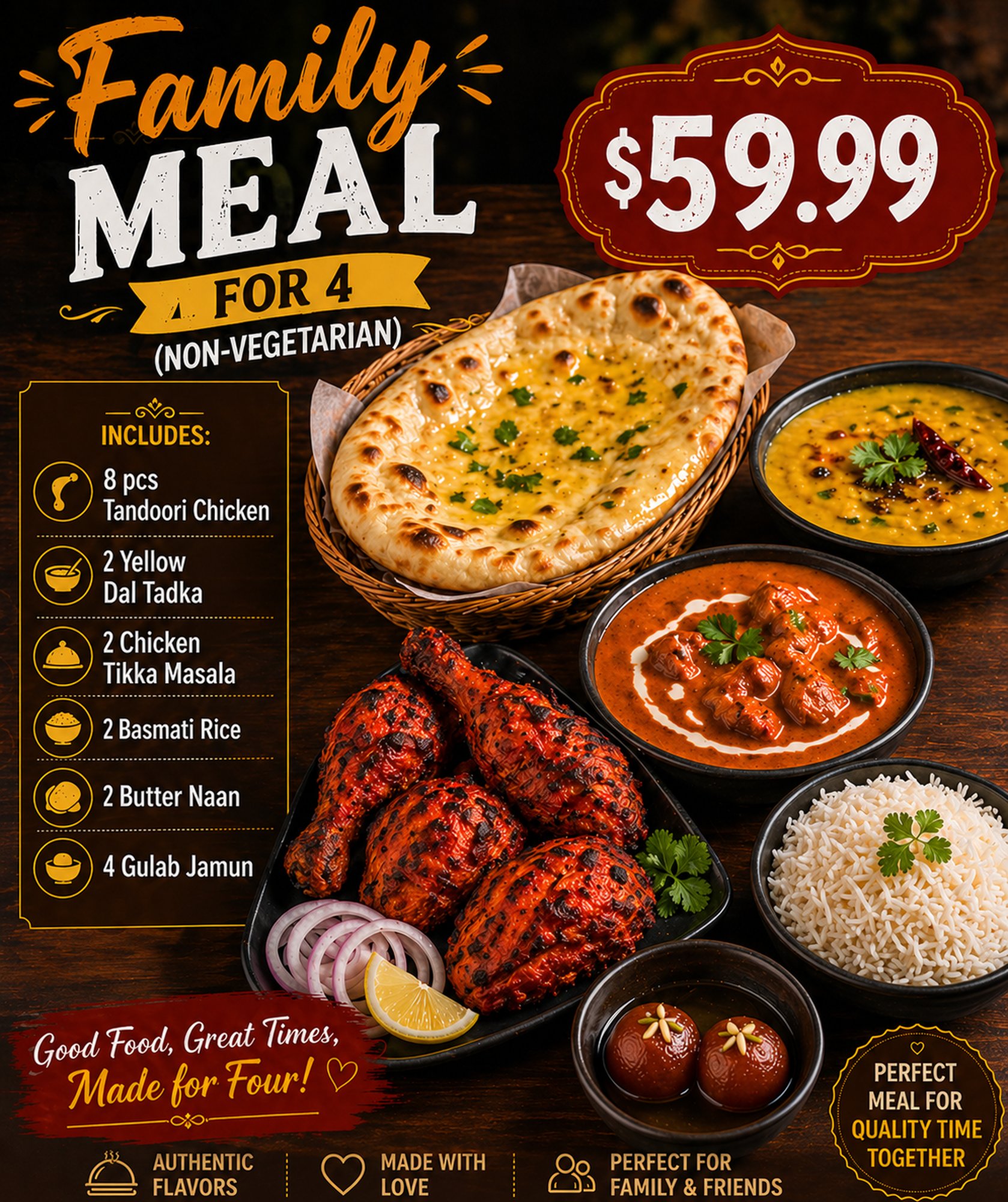 Family Meal for 4 (Non-Vegetarian)