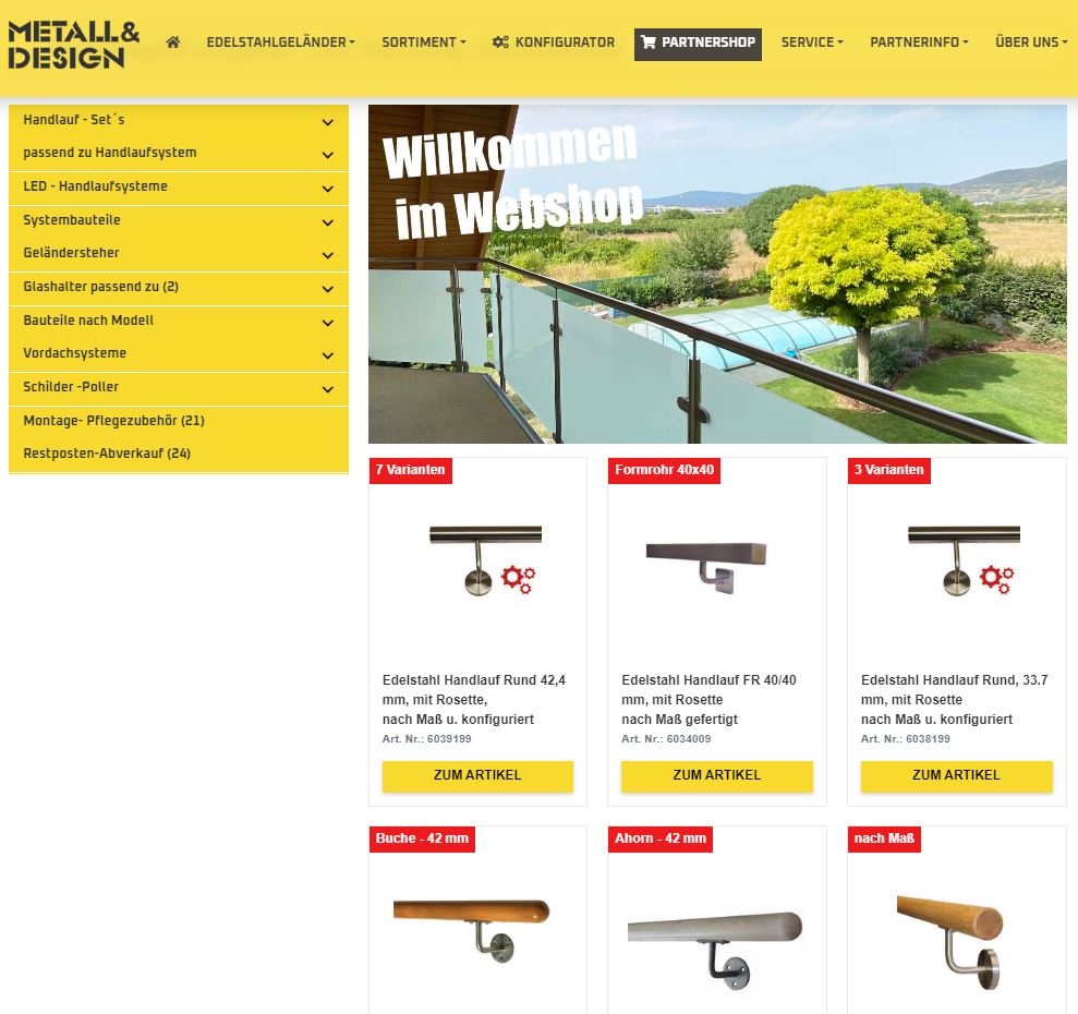 Online-Anfrage-Shop für Systembauteile