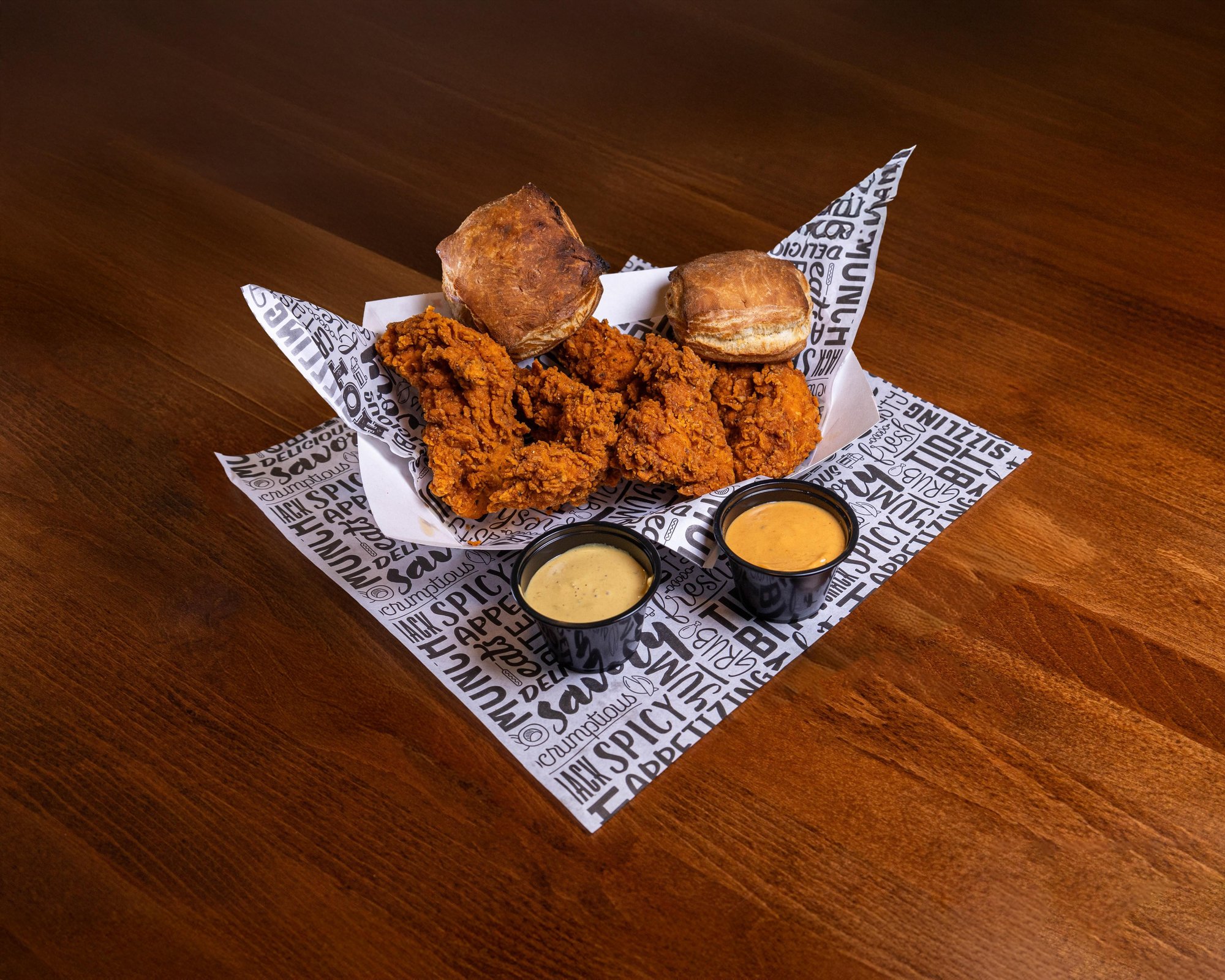 4 Tenders, 2 Sauces, 2 Rustic Butter Biscuits