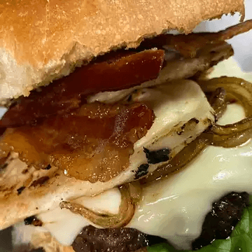 Garlic Bread Pierogi Bacon Cheese Burger
