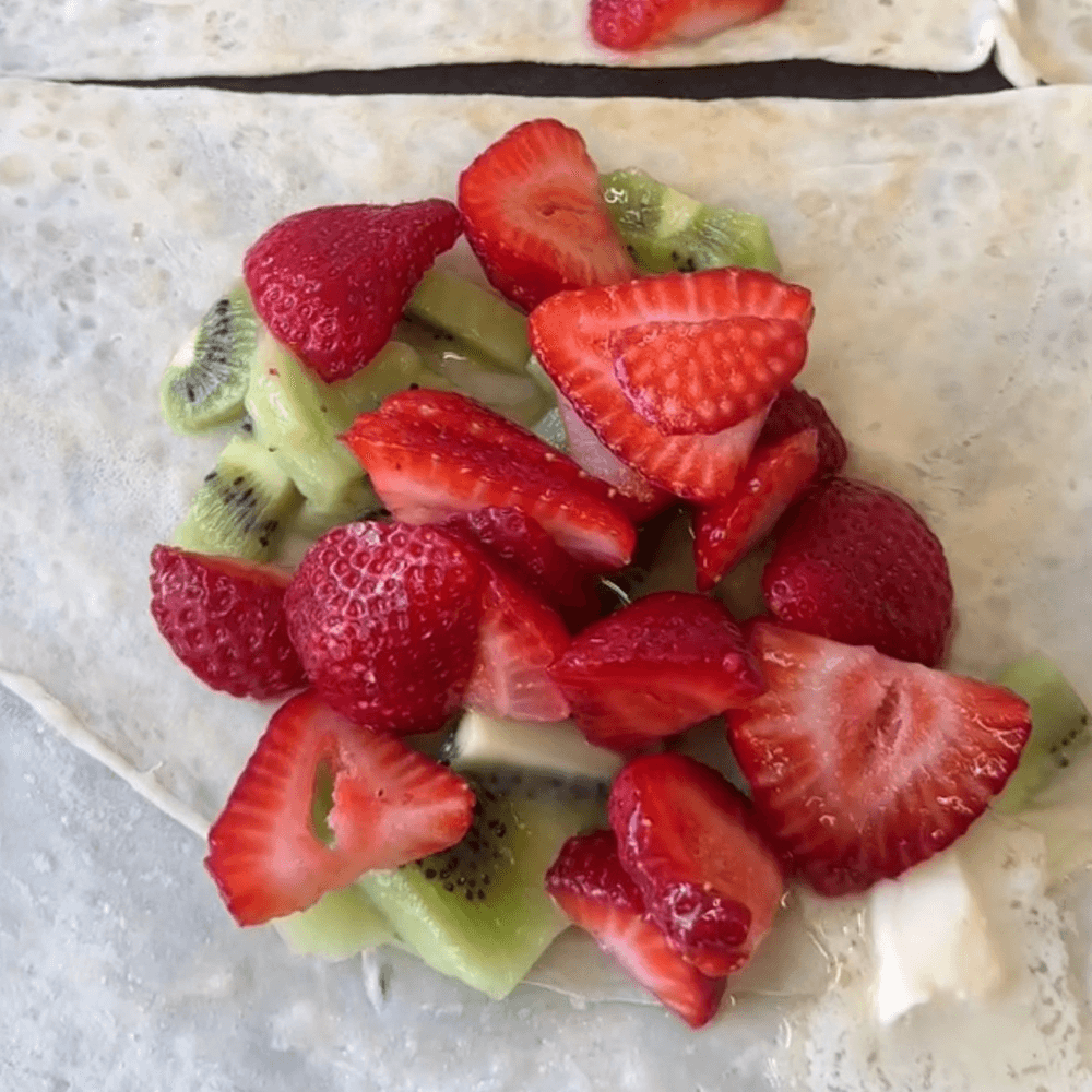 Strawberries, Kiwi and Honey Crepes