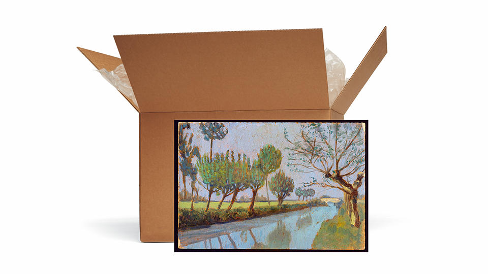 large rectangular box for transporting framed art and pictures