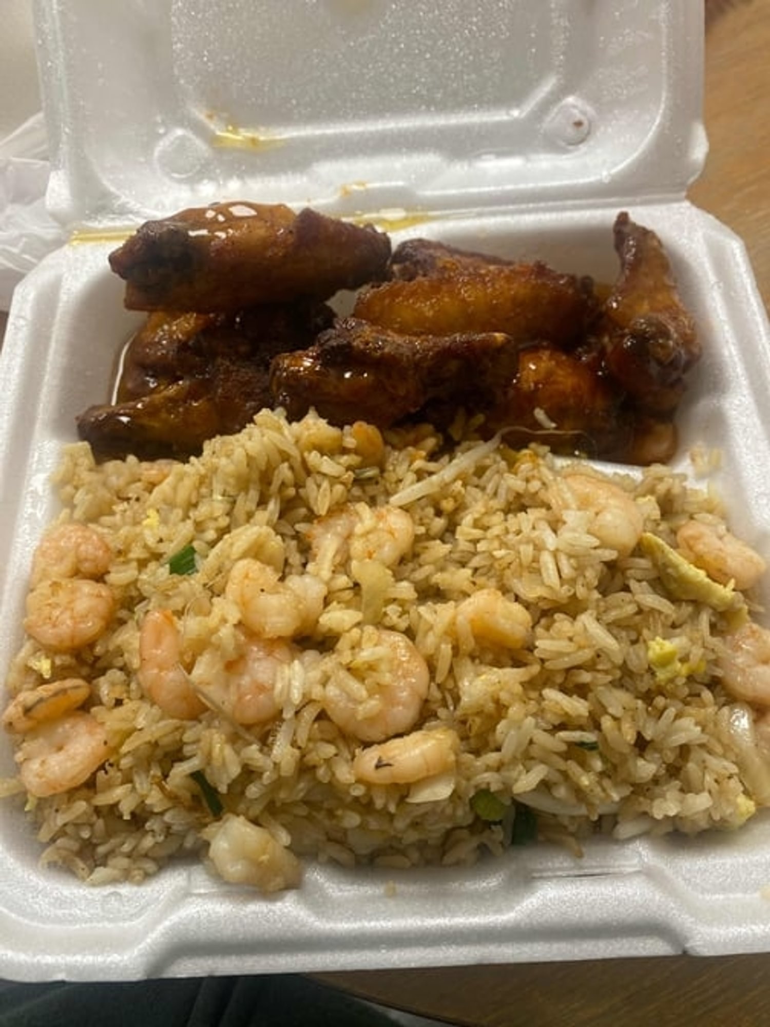 Cut Wings and Shrimp Fried Rice