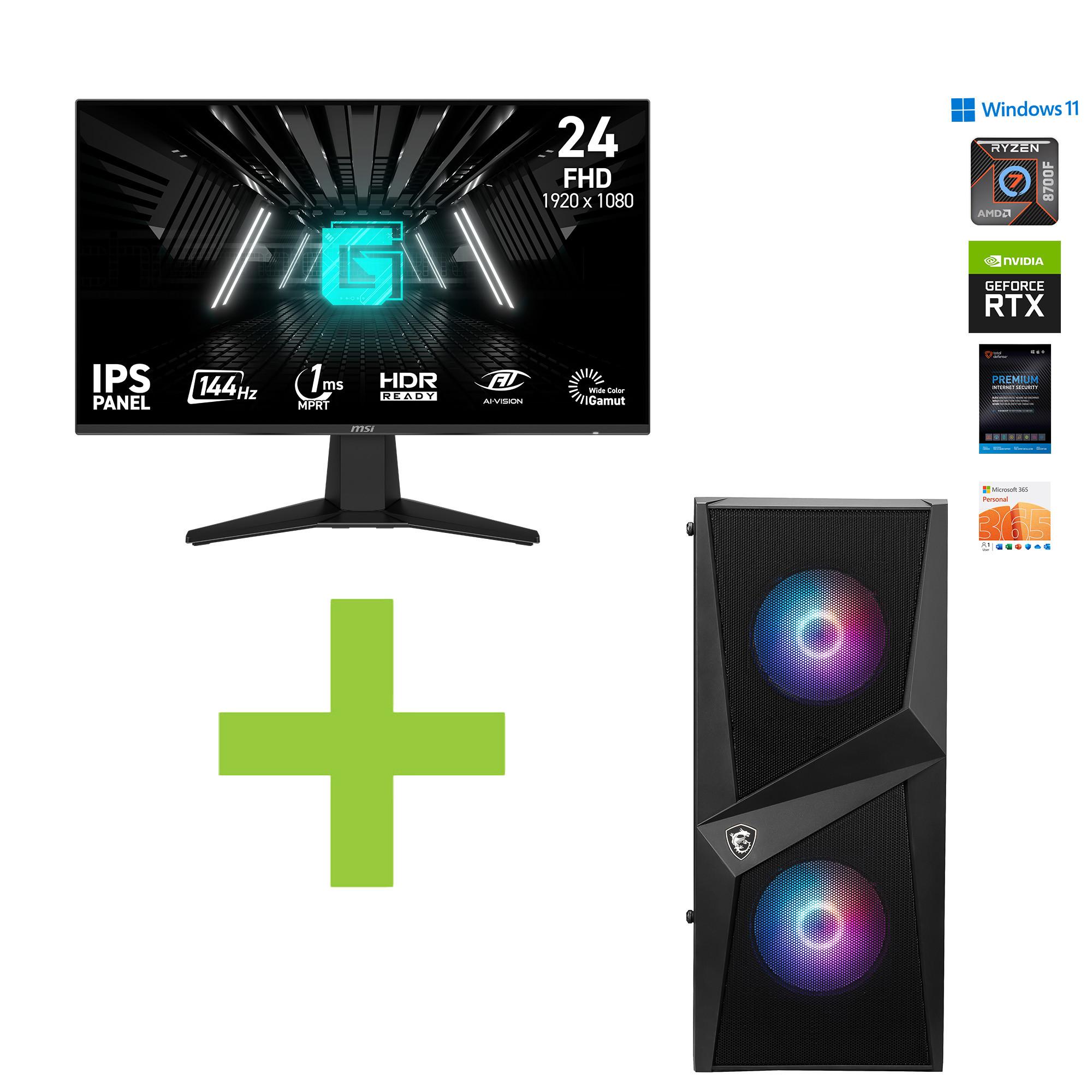 Ryzen 7, 16GB, 1TB SSD, RTX 5050 Gaming Desktop w/ 24" Monitor, Total Defense Internet Security v. 1