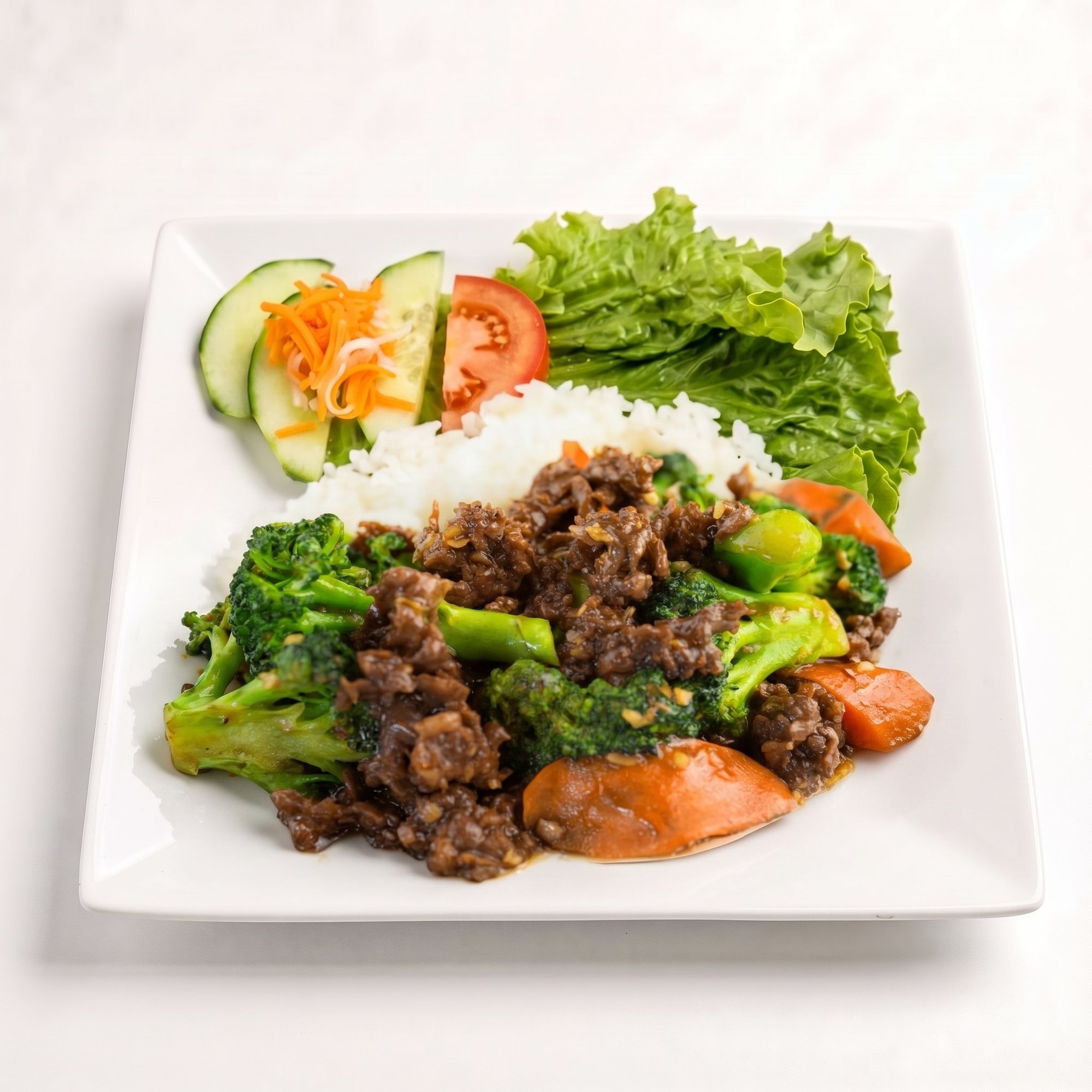 61. Beef and Broccoli on Rice Plate