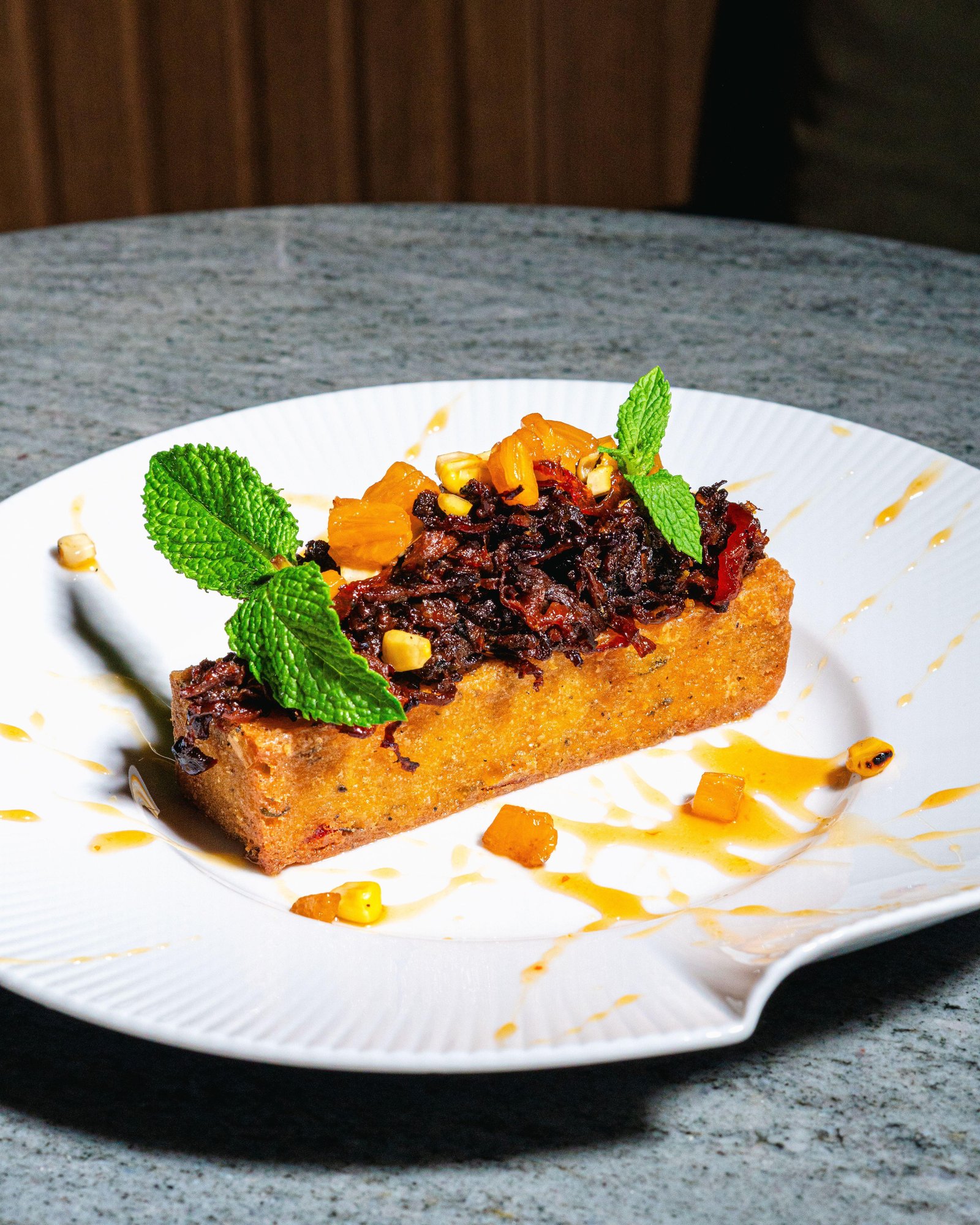 Crispy Cou Cou with Glazed Steak