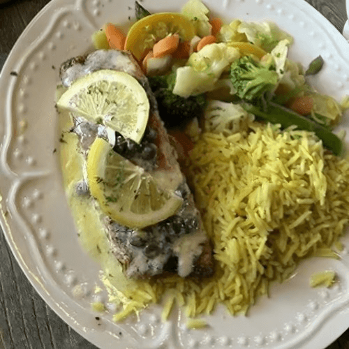 Grilled Garlie Salmon with Lemon Capers