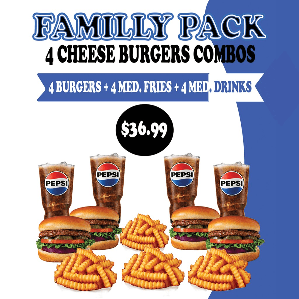 4 Super Burgers / 4 Fries / 4 Drinks