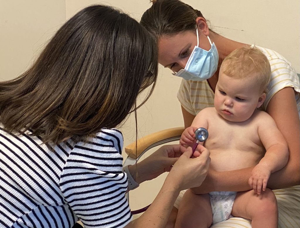 Dr. Nicole Glenn examines Lucy Landman.