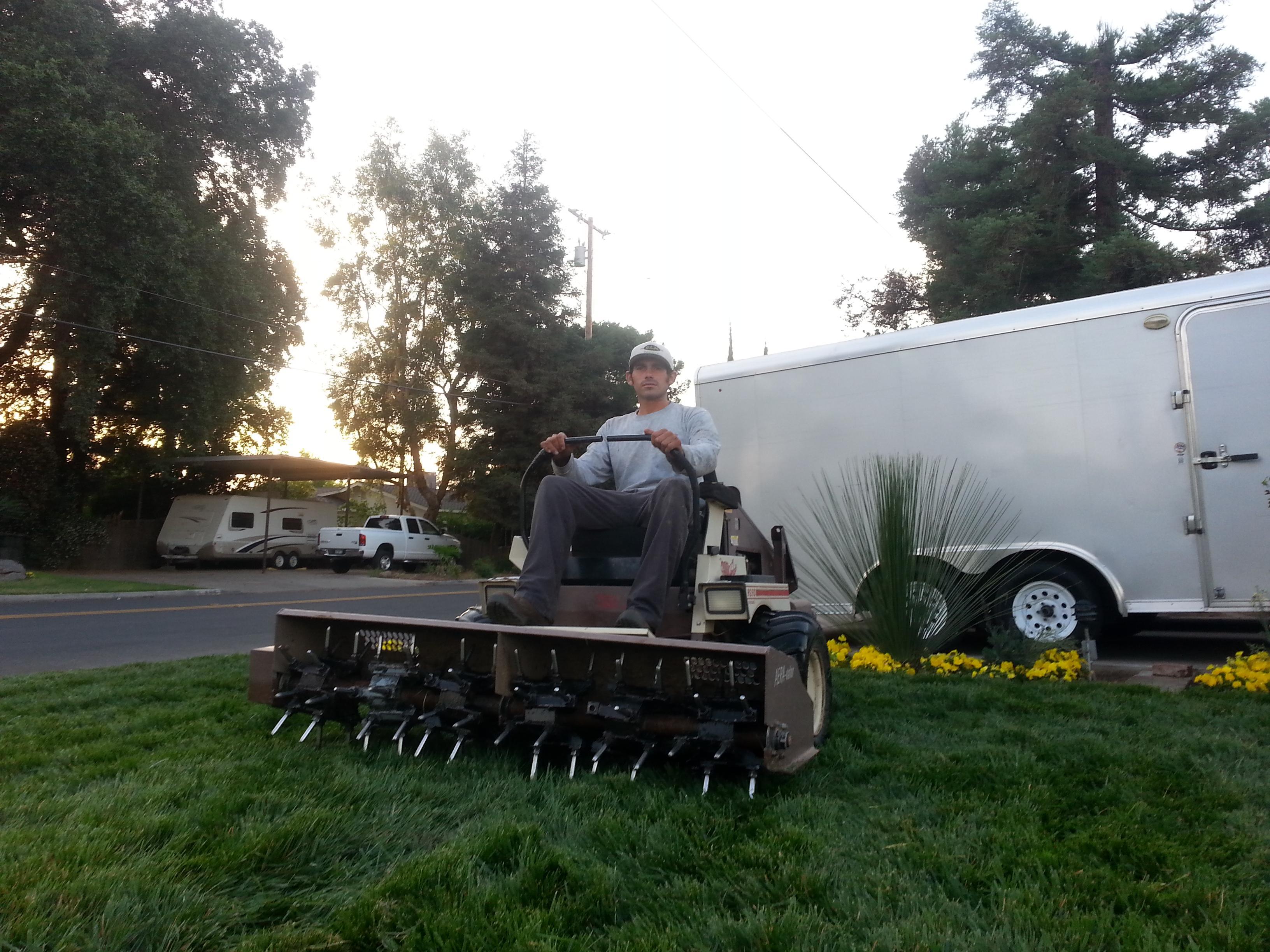 Aerating will benefit the turf and help water conservation.