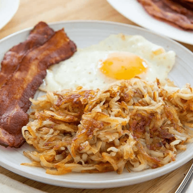 # 2 One Egg With Ham, or Sausage, or Bacon, or Fresh Side Pork, or Hamburger