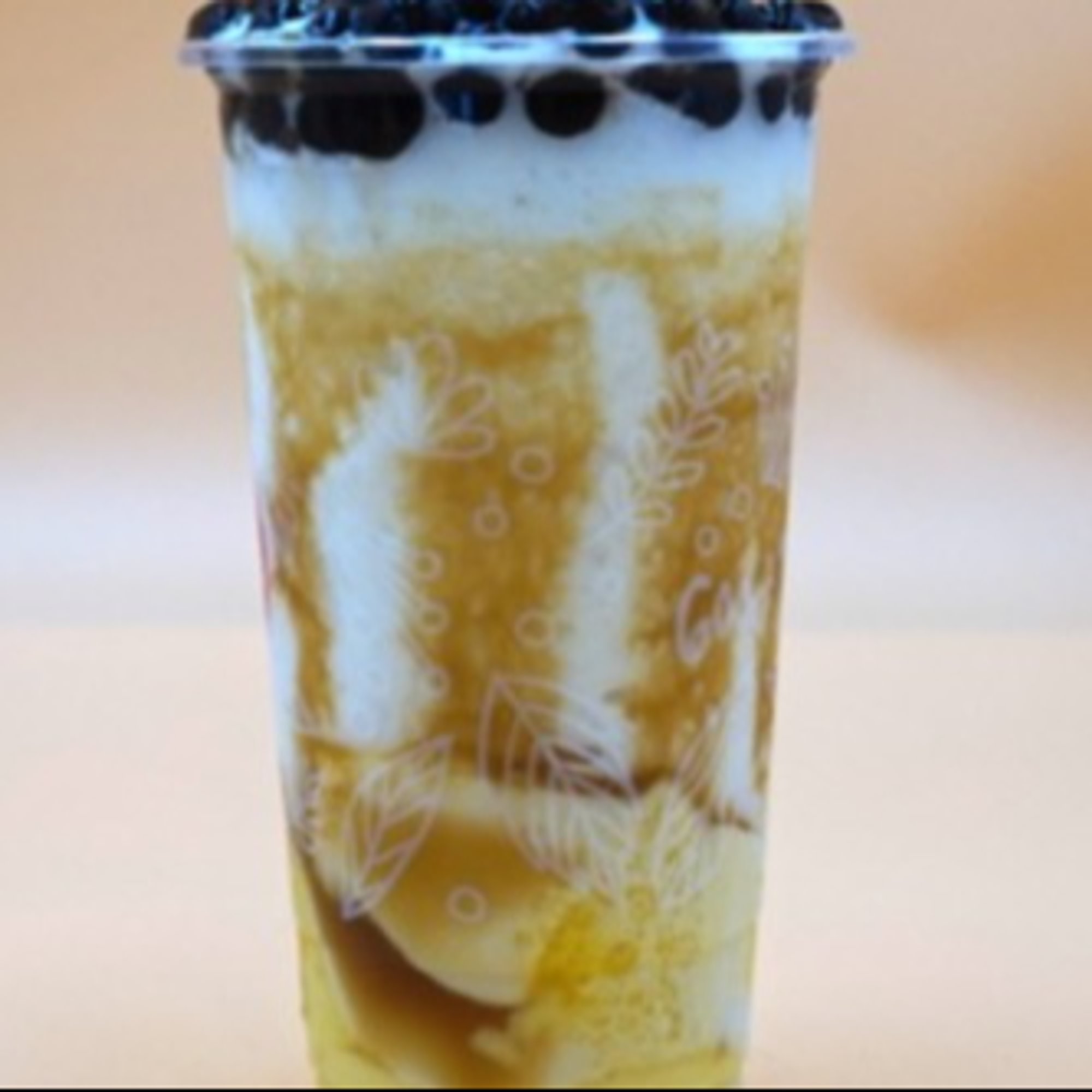 Iced Milk with Egg Pudding & Honey Boba 布丁鮮奶