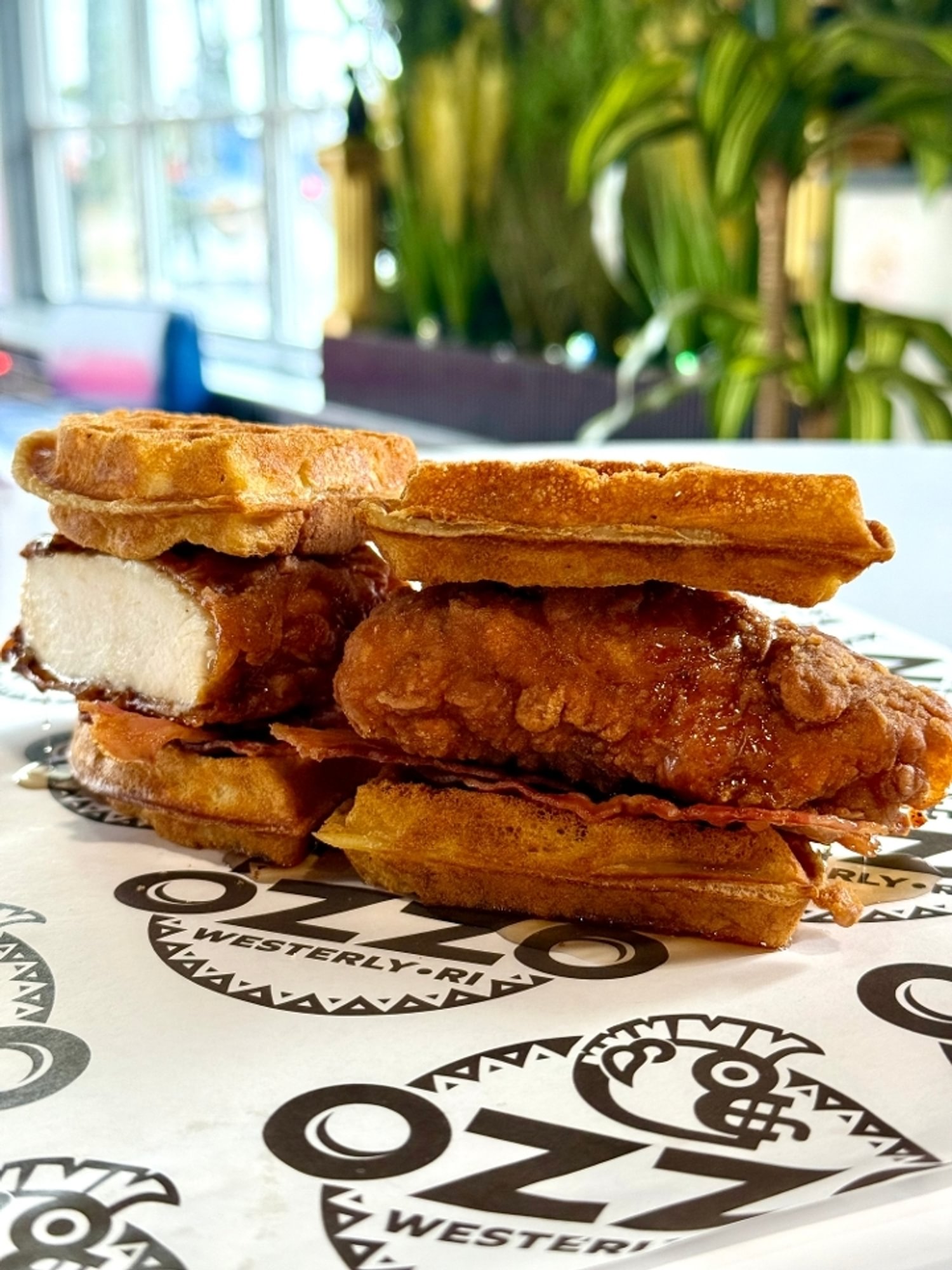 Chicken & Bacon Waffle Stack