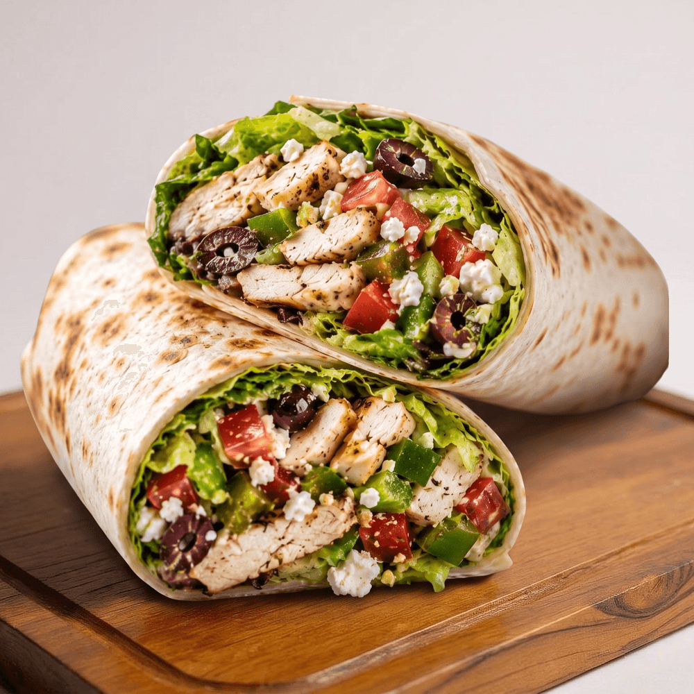 Greek Salad Chicken Wrap