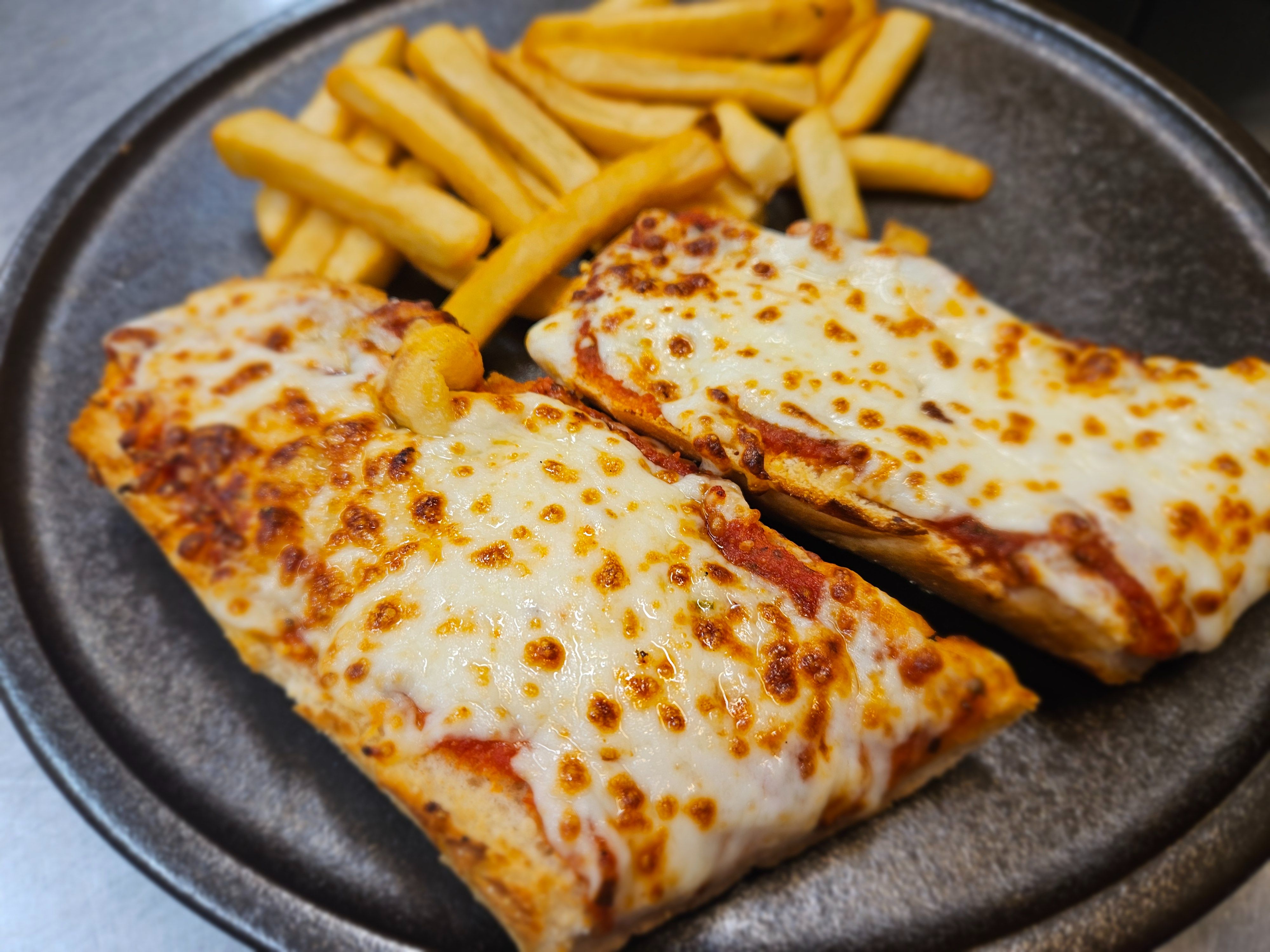 Kids French Bread Pizza and Fries