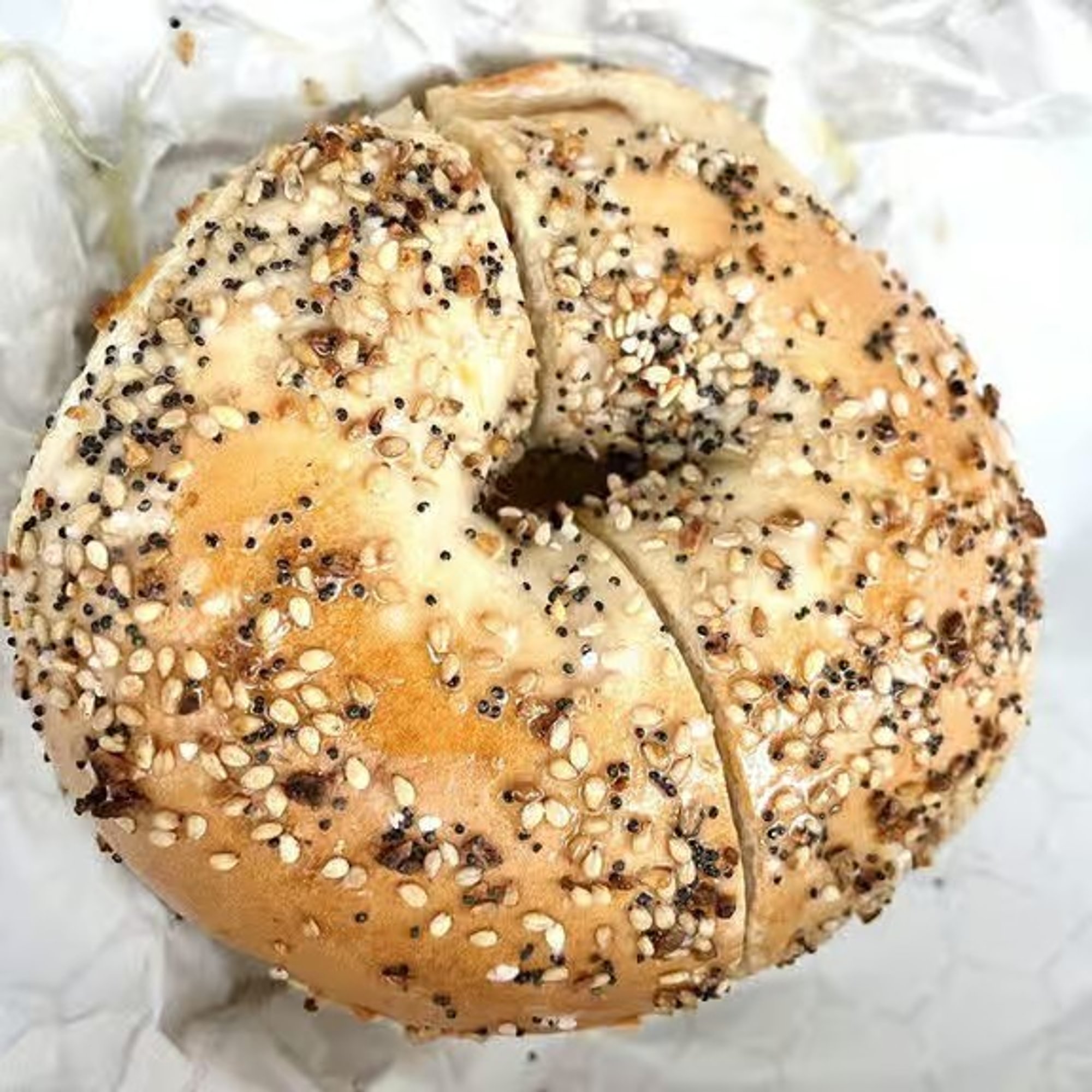 A bagel with butter