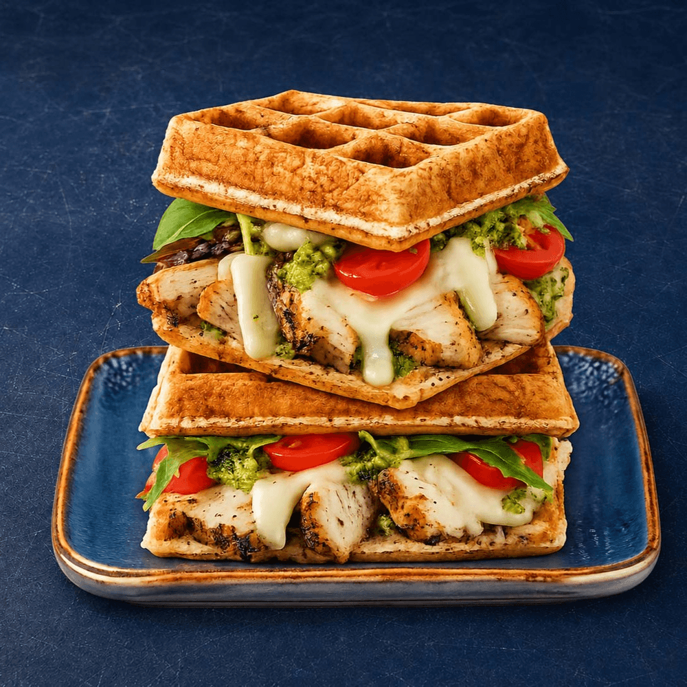 Pesto Royale — Chicken Pesto Waffle Sandwich