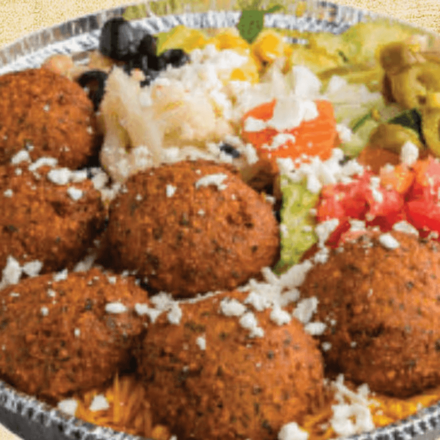 Falafel Over Rice Platter