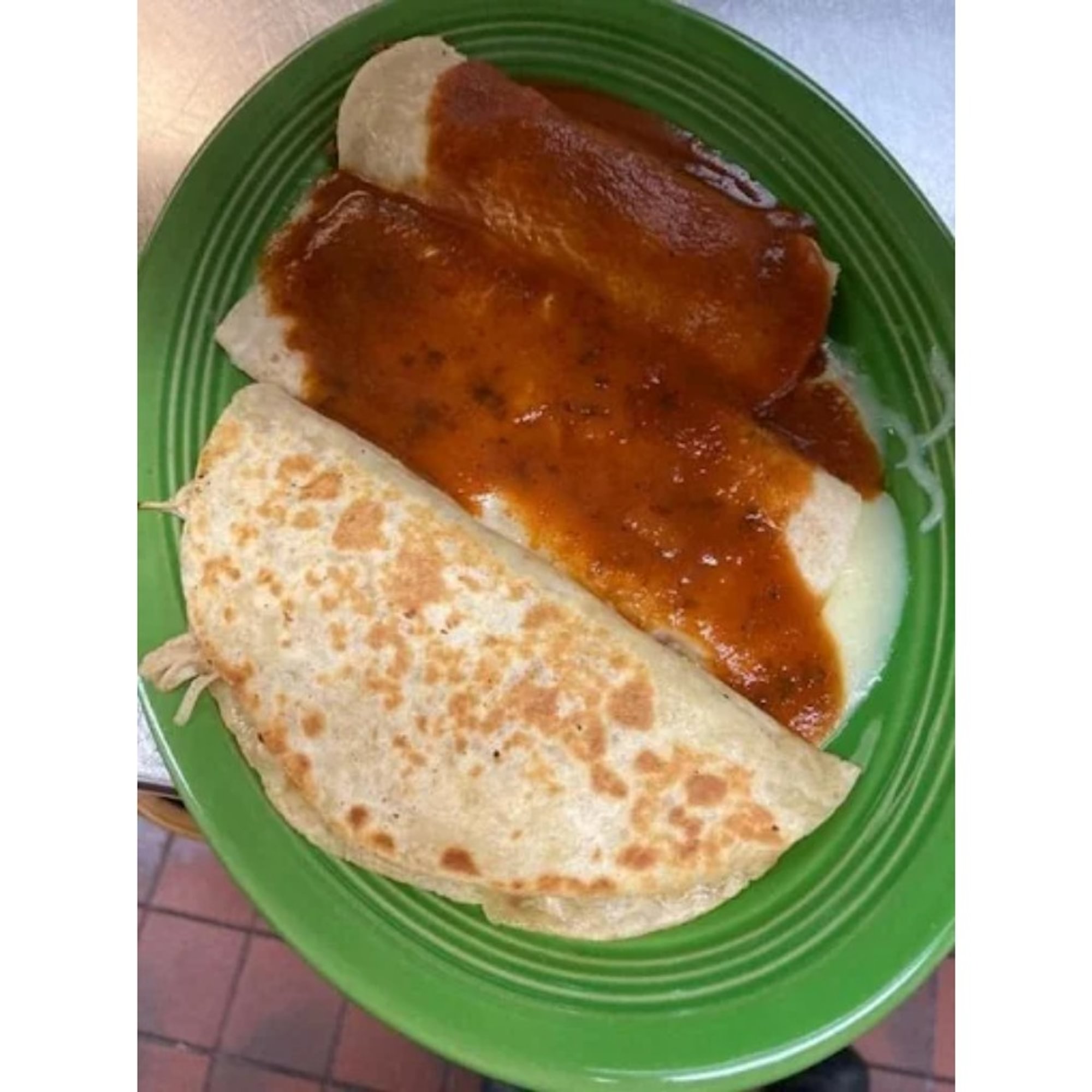 B) One Bean Burrito, One Cheese Enchilada & One Cheese Quesadilla