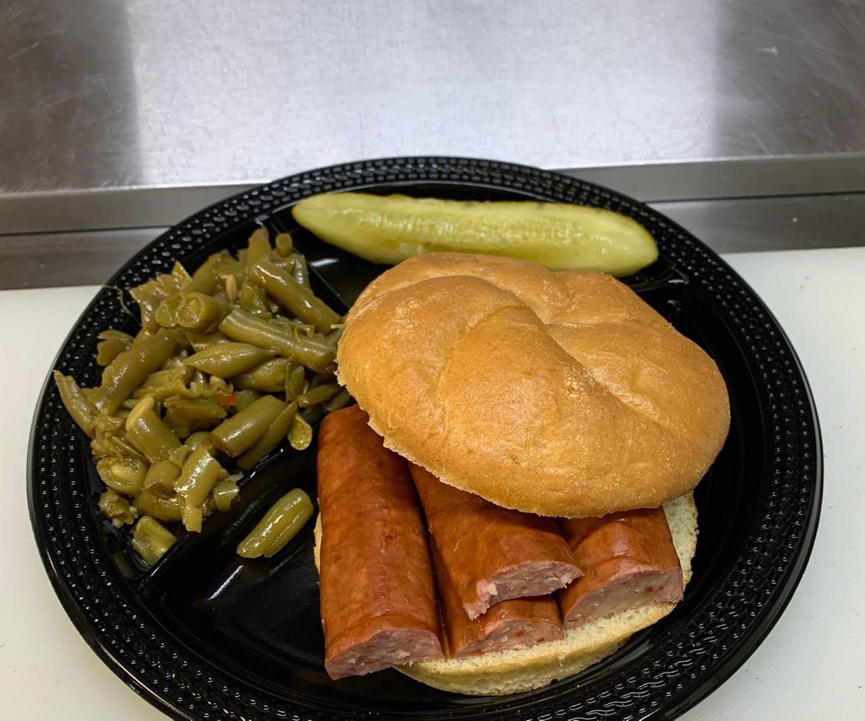 Smoked Hot Sausage Sandwich