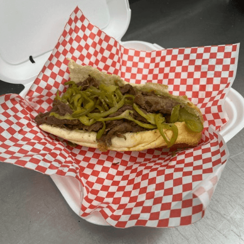 Chicago Italian Beef Sandwich With Fries.