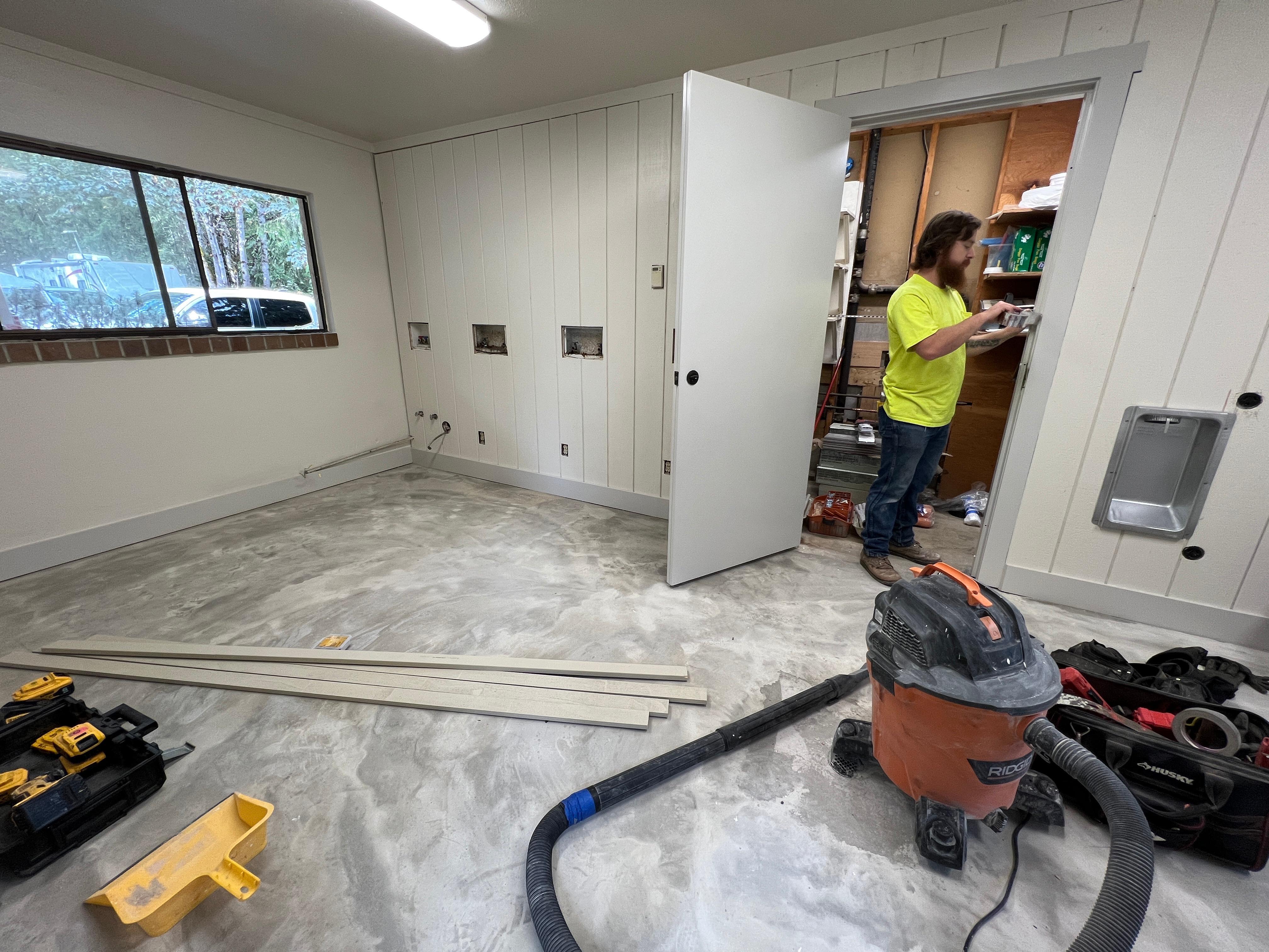 Laundry Room Renovation, Epoxy Flooring and Updated Wall Finishes