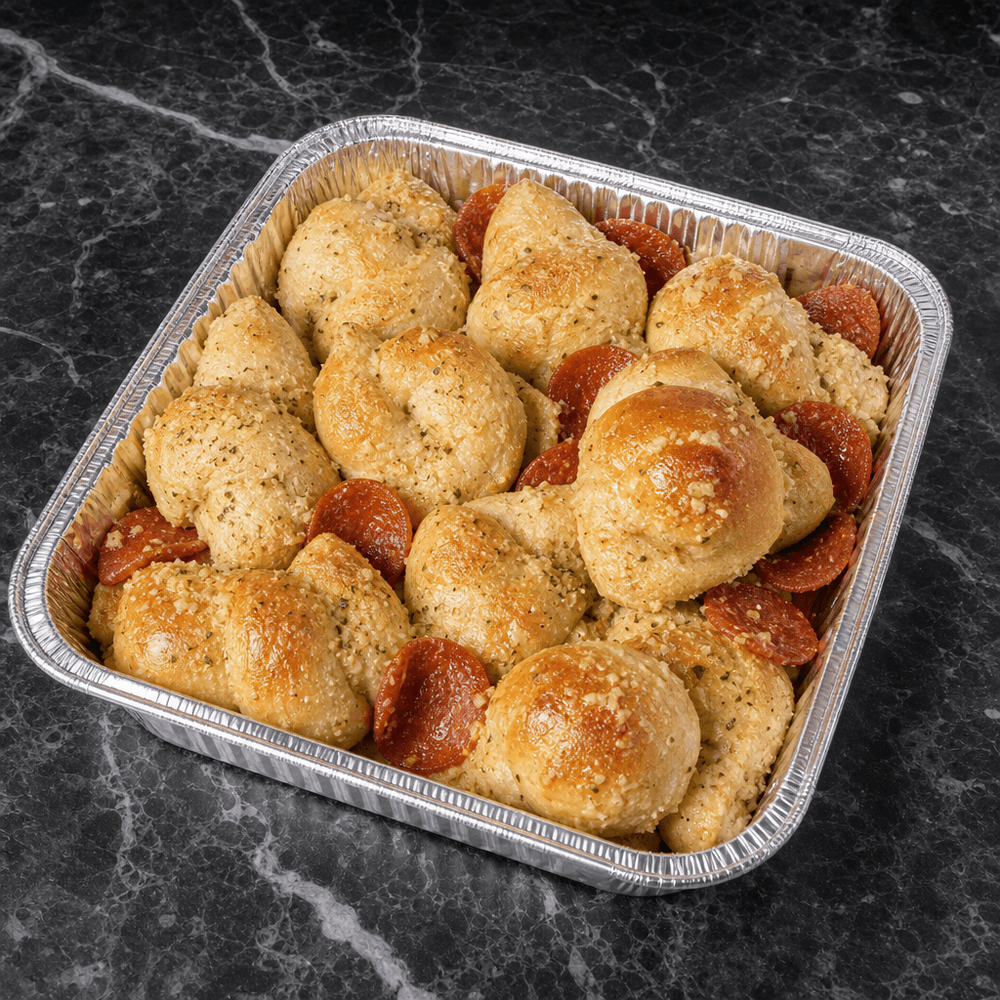 Garlic Knots with Pepperoni and Cheese