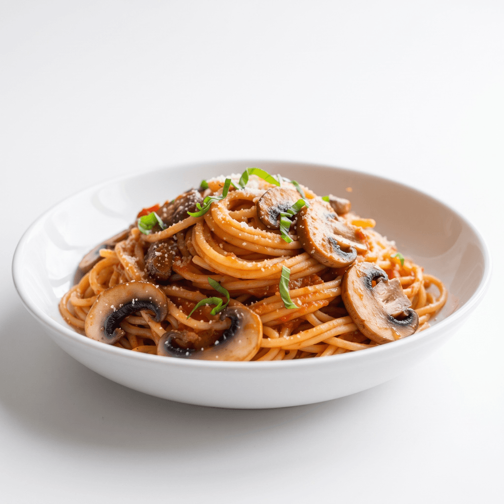 Pasta with Tomato Sauce & Fresh Mushrooms