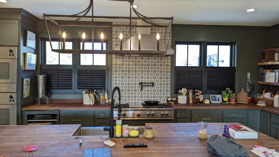 We have Shutters to suit every color palette! Check out this Cedar Falls kitchen! With the dark cabinetry we wanted something to match, so we installed Shutters in black!