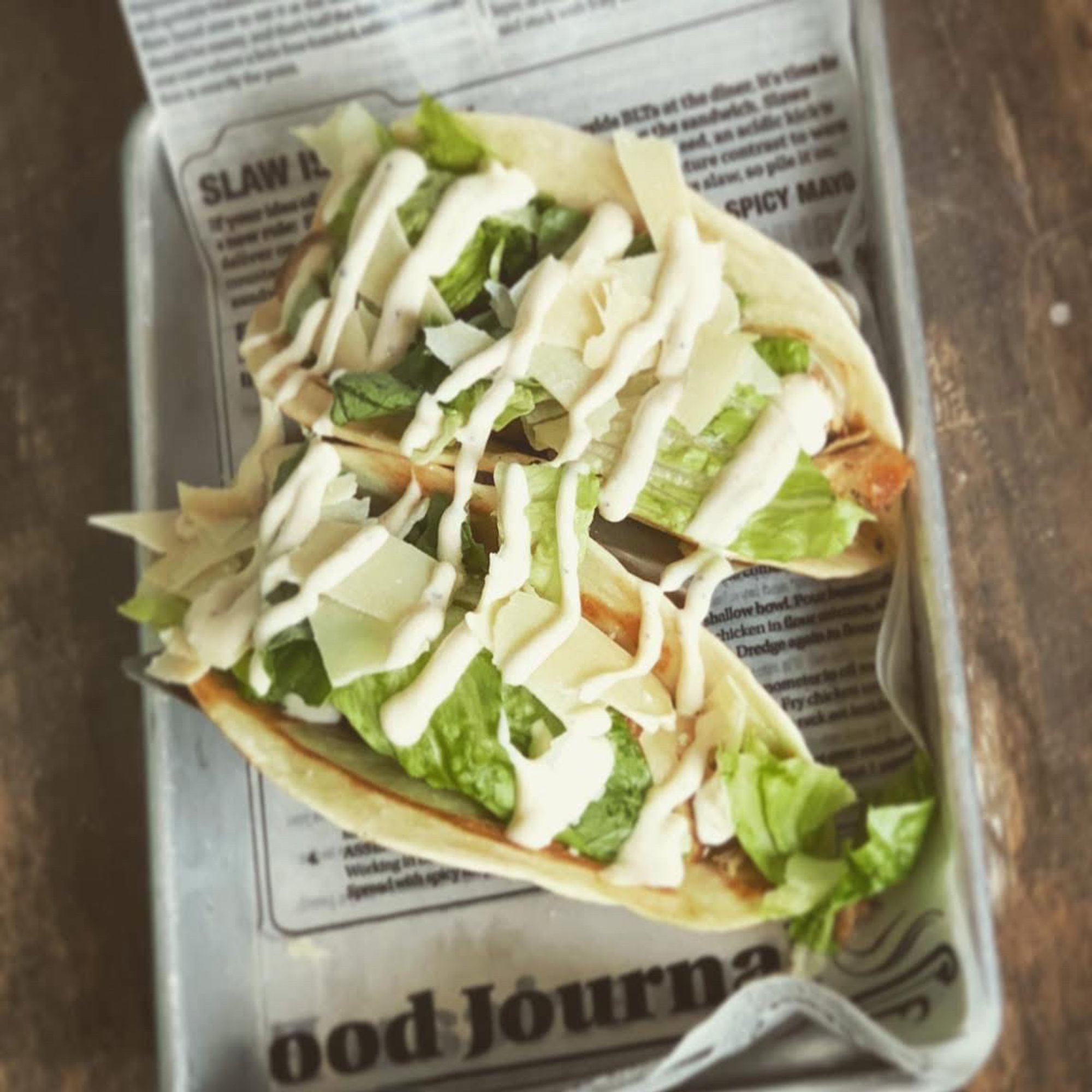 Flaming Caesar Tacos
